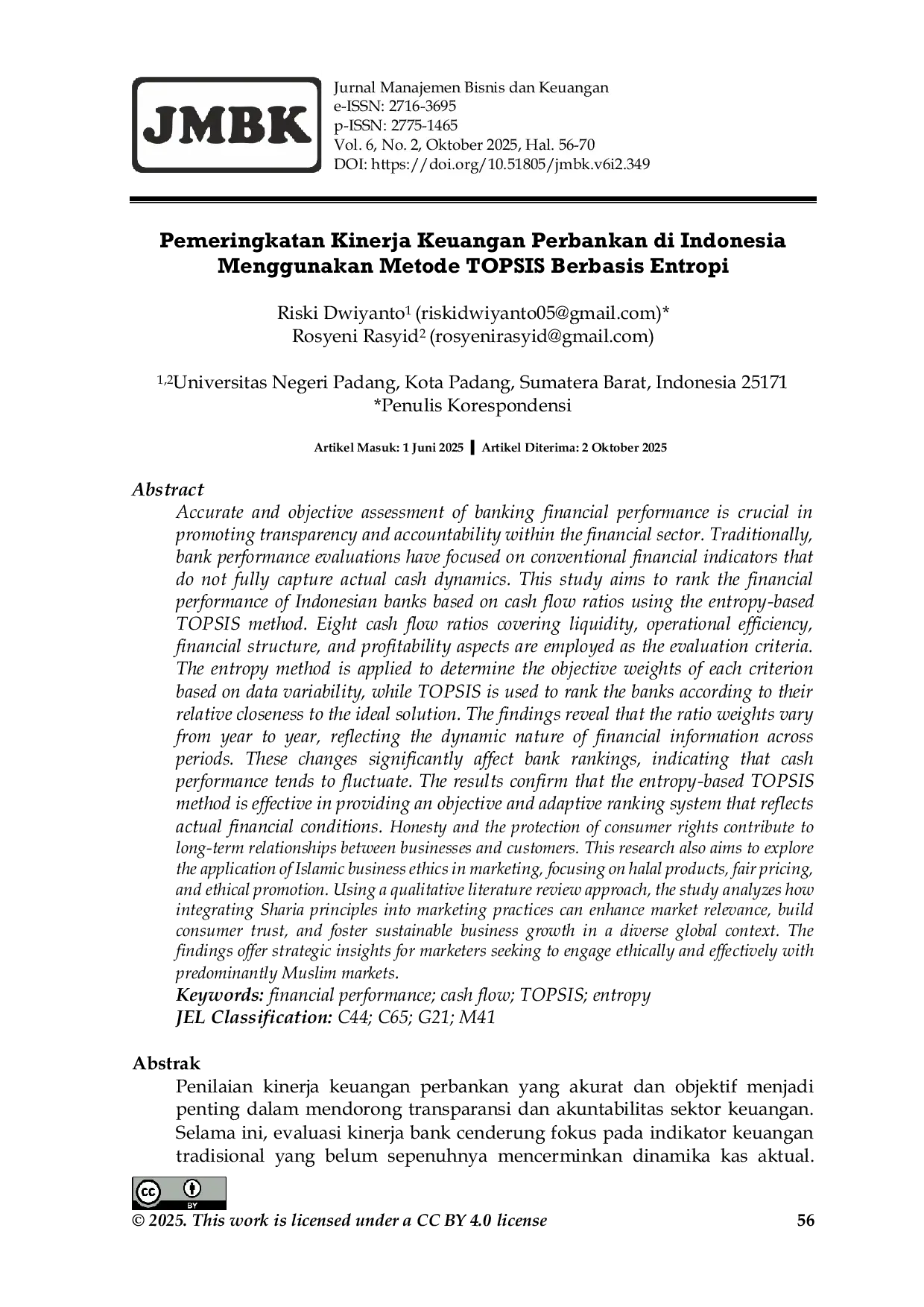 JURIS Pemeringkatan Kinerja Keuangan Perbankan di Indonesia Menggunakan Metode TOPSIS Berbasis Entropi