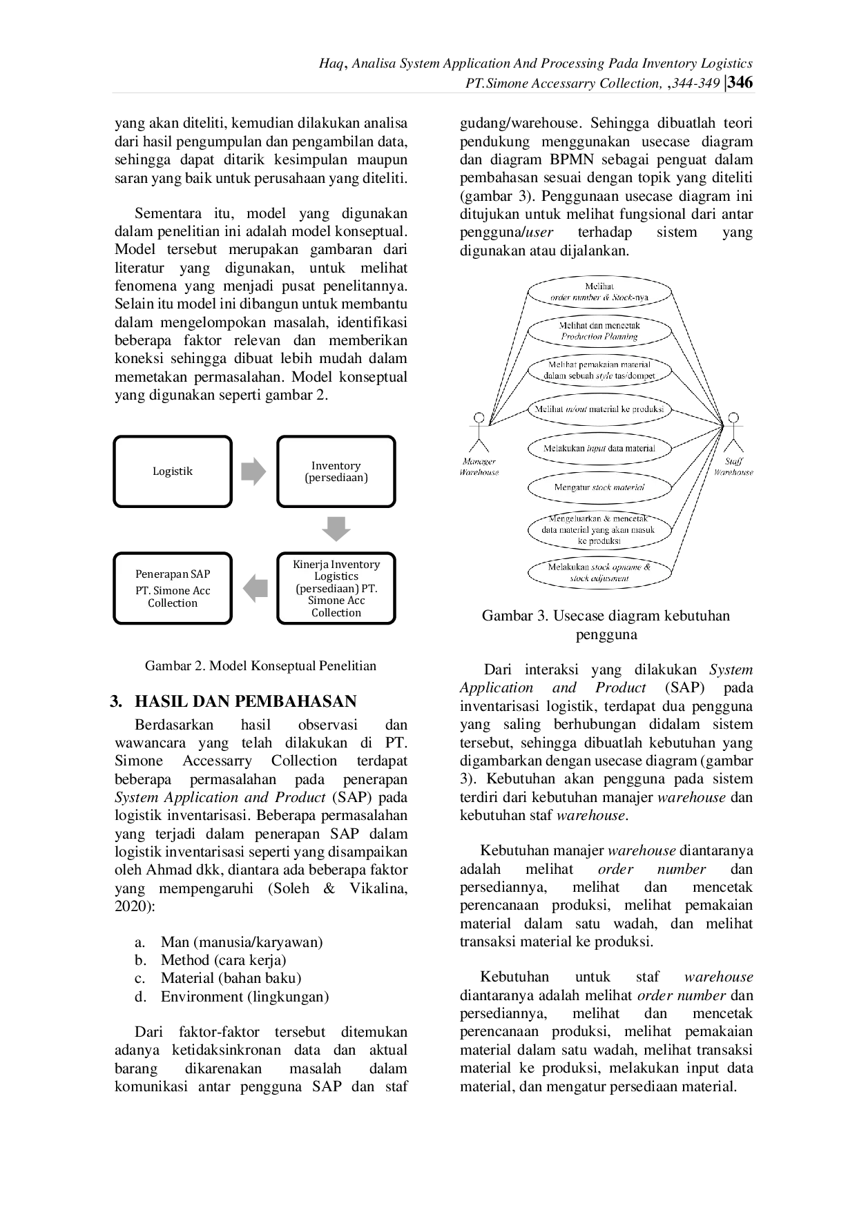 JURIS Analisa System Application And Processing Pada Inventory Logistics PT Simone Accessarry Collection