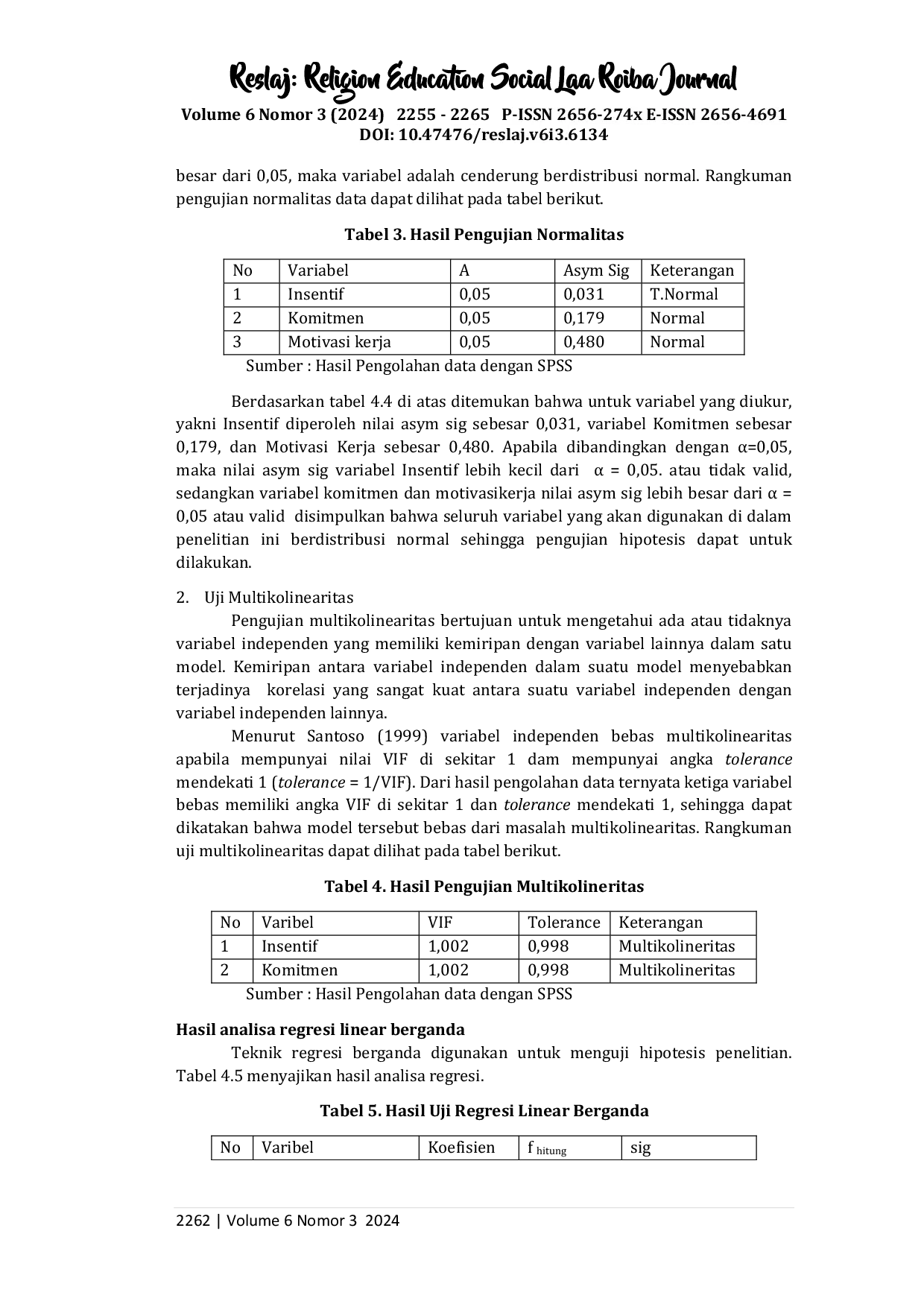 JURIS Pengaruh Insentif dan Komitmen Organisasional terhadap Motivasi Kerja Dosen pada Institut Agama Islam Negeri Kerinci