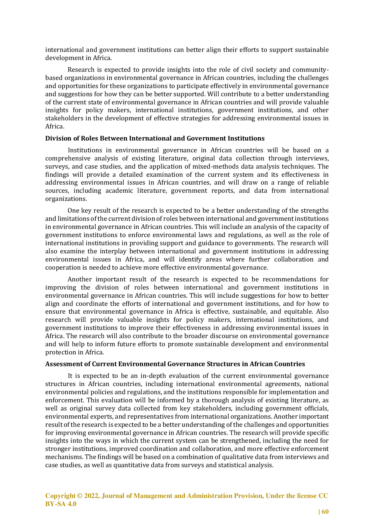 JURIS Environmental Governance in The Division of Roles International Institutions and Government Institutions in African Countries