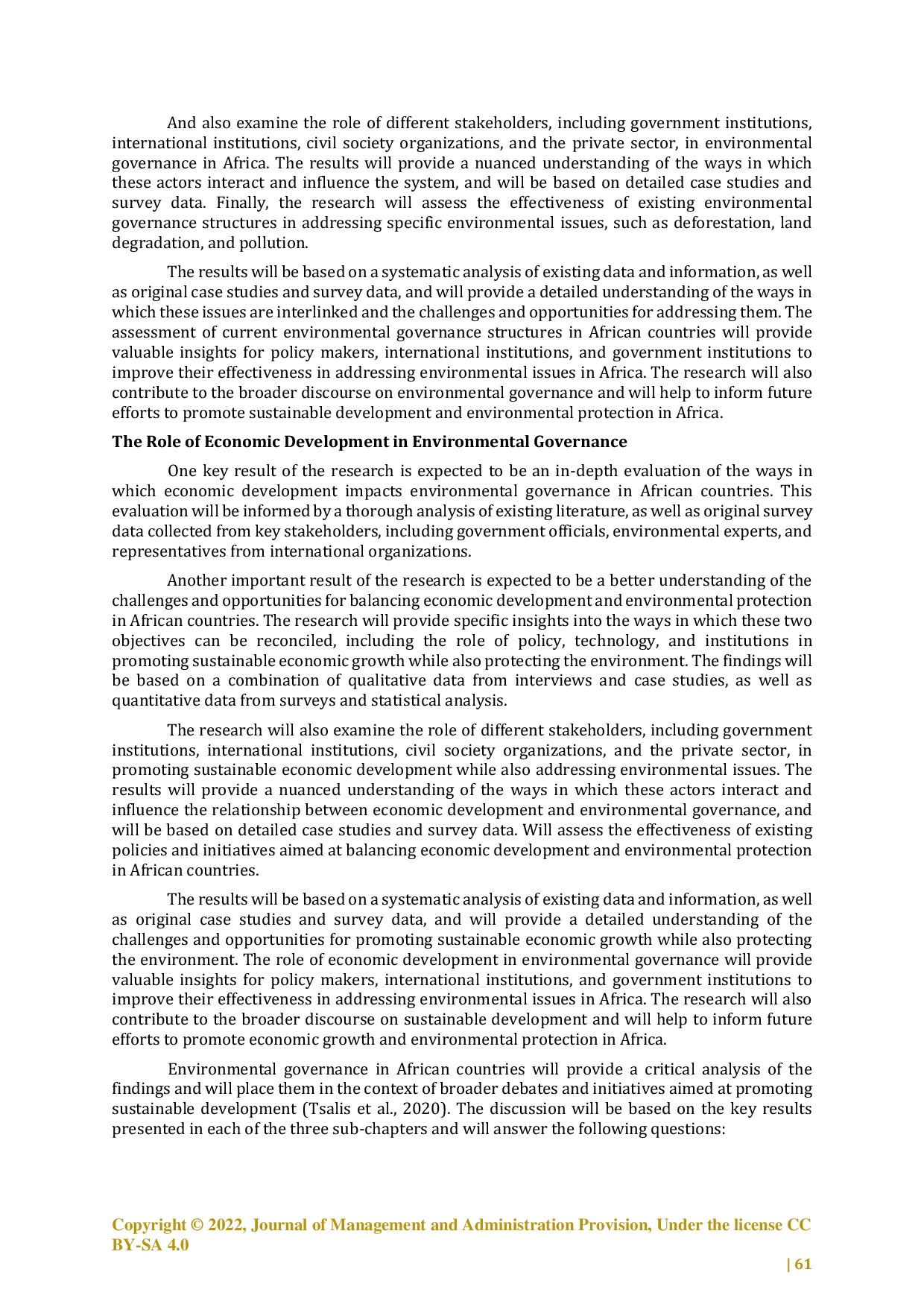JURIS Environmental Governance in The Division of Roles International Institutions and Government Institutions in African Countries