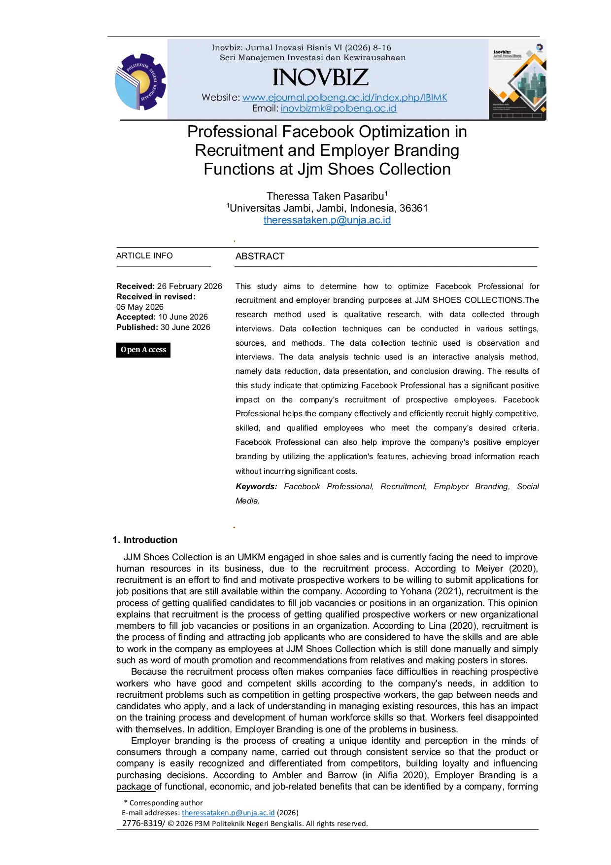 JURIS Professional Facebook Optimization in Recruitment and Employer Branding Functions at Jjm Shoes Collection pdf