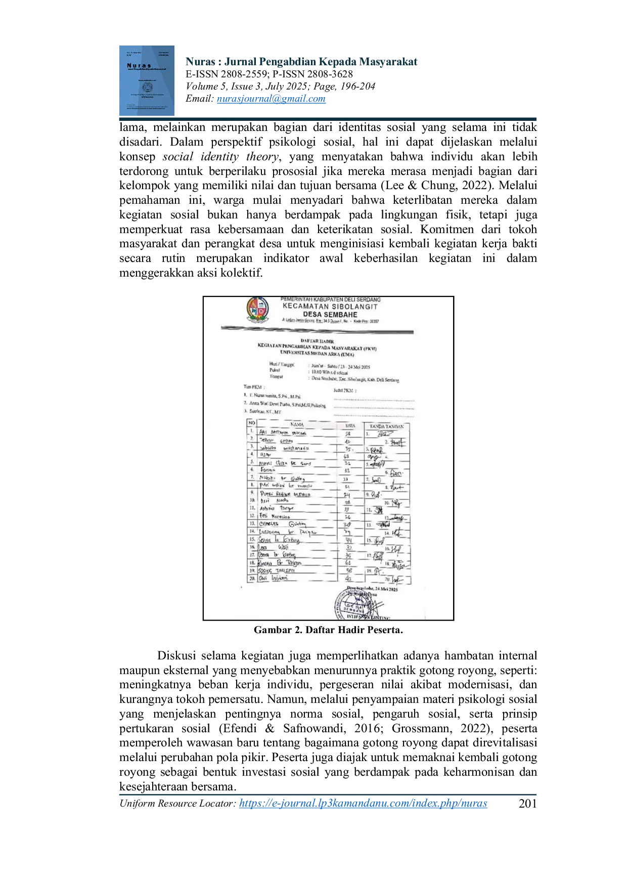 JURIS Peran Psikologi dalam Memahami dan Memfasilitasi Mindset Gotong Royong di Desa Sembahe Kabupaten Deli Serdang