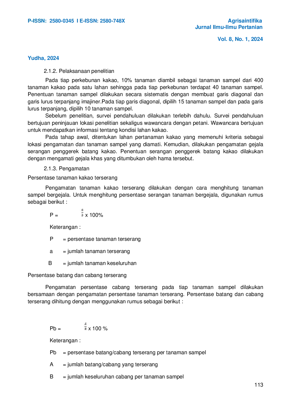 JURIS Serangan Penggerek Batang Kakao di Kota Payakumbuh