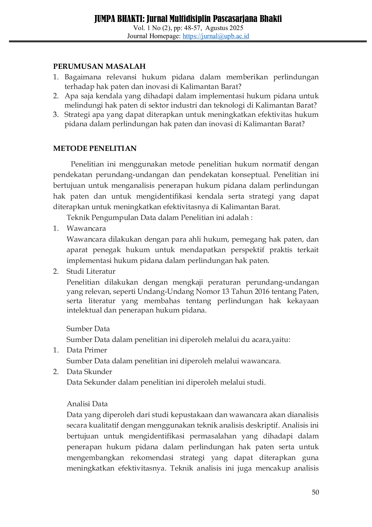 JURIS Relevansi Hukum Pidana dalam Melindungi Hak Paten dan Inovasi di Kalimantan Barat