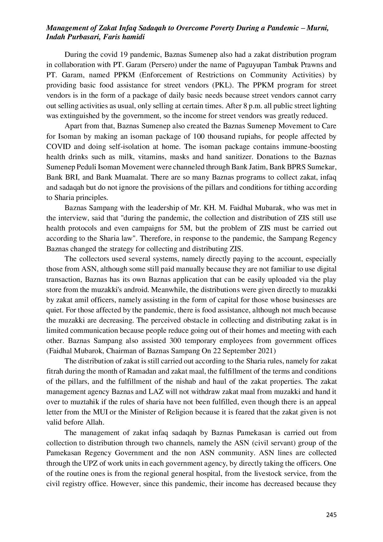 JURIS Management of Zakat Infaq Sadaqah to Overcome Poverty and The Impact of Emergency Situations