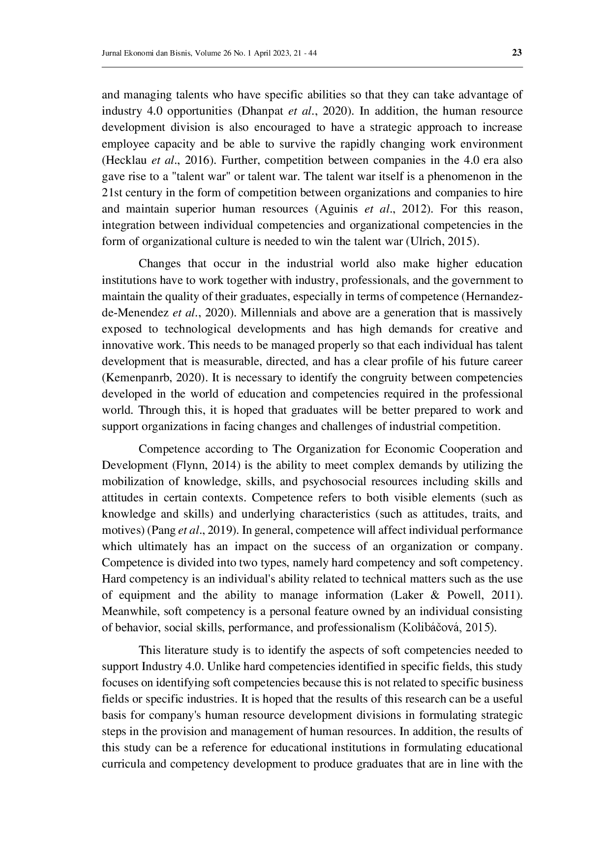 juris Identification of soft competencies aspects in human resource development in the industrial era 4 0