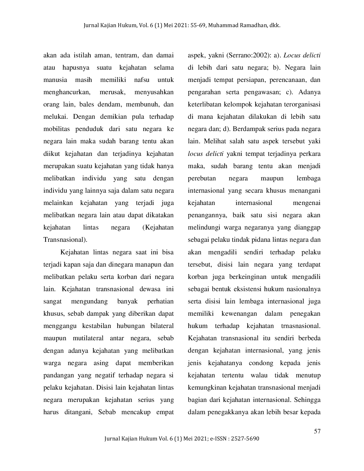 JURIS Fungsi Hukum Pidana Nasional dalam Penegakan Hukum Pidana terhadap Kejahatan Transnasional