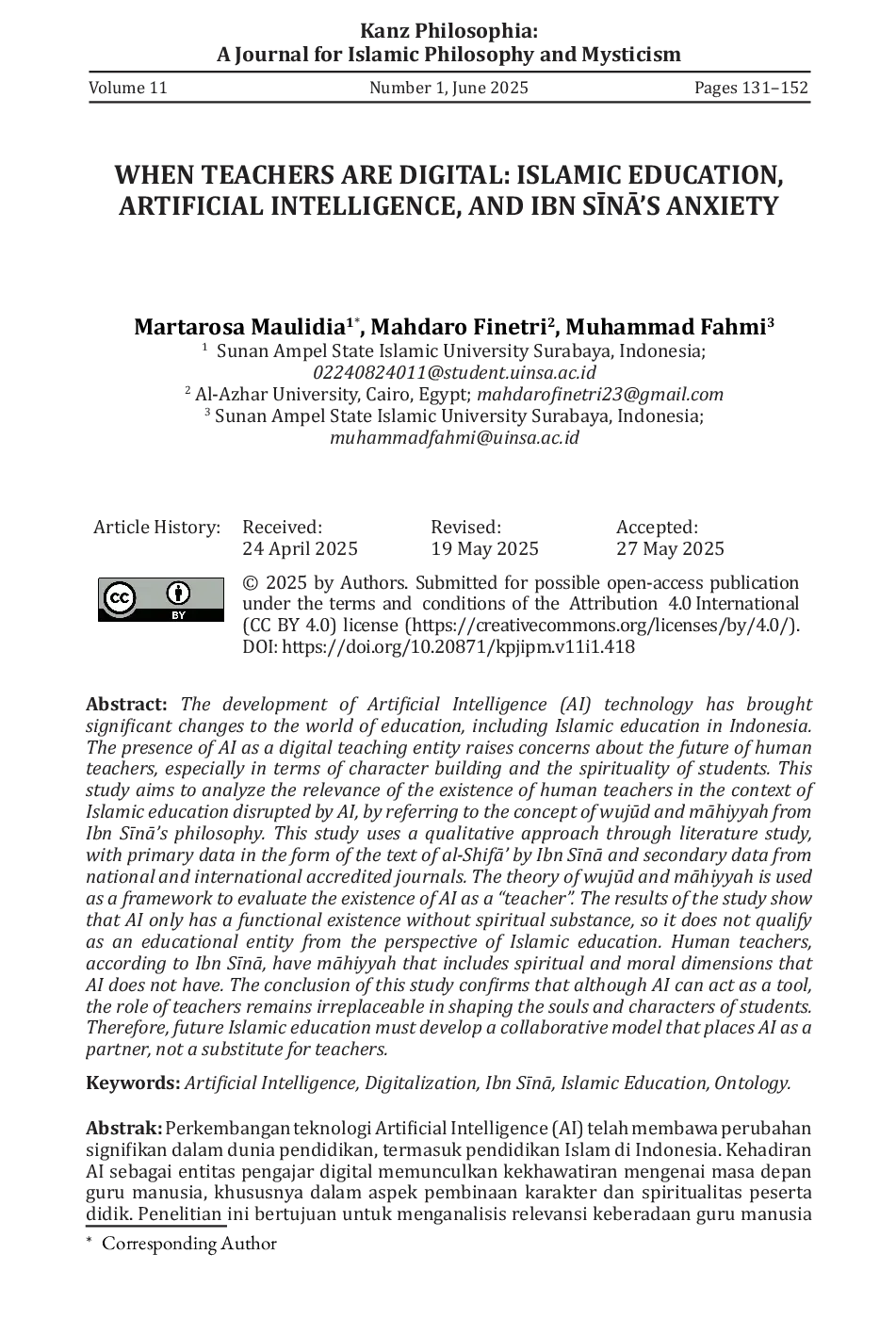 JURIS When Teachers Are Digital Islamic Education Artificial Intelligence and Ibn SnA s Anxiety