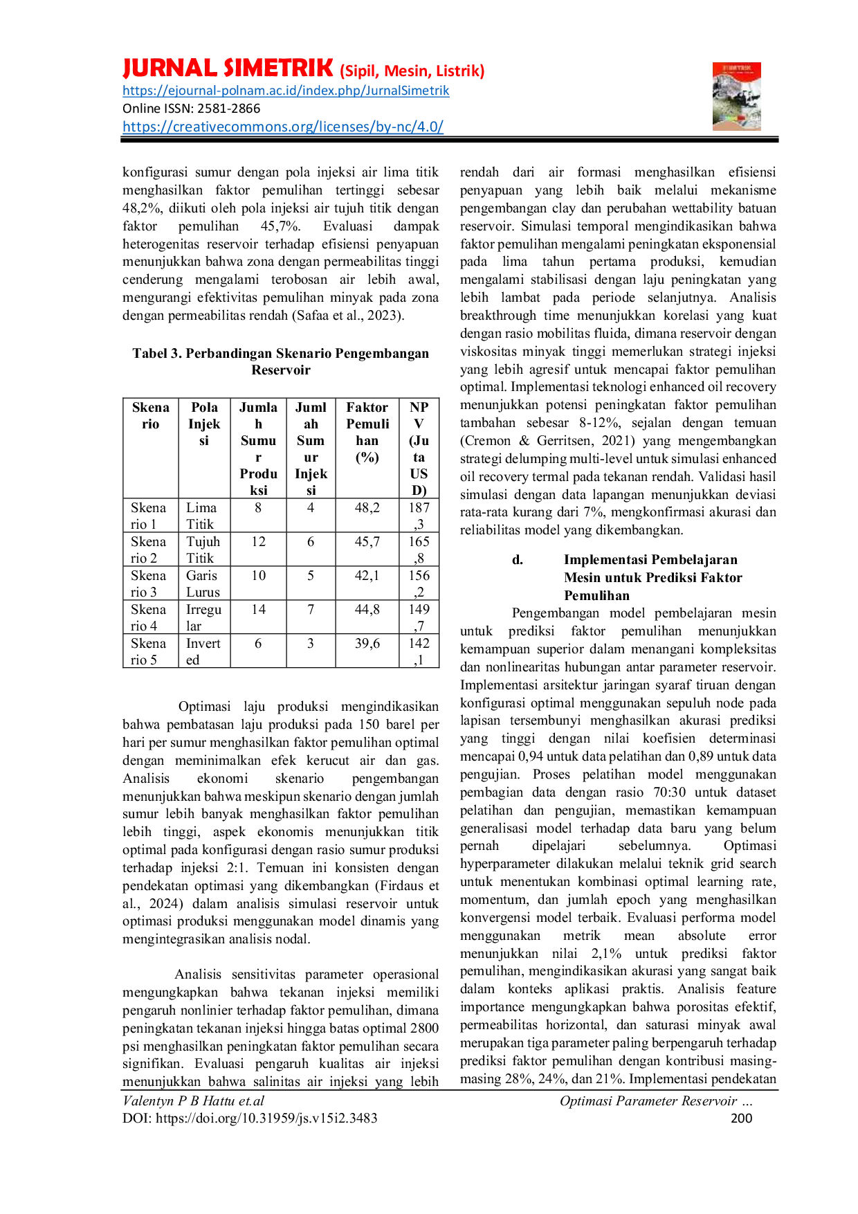 JURIS Optimasi Parameter Reservoir Menggunakan Pemodelan Numerik Dan Analisis Regresi Untuk Meningkatkan Recovery Factor