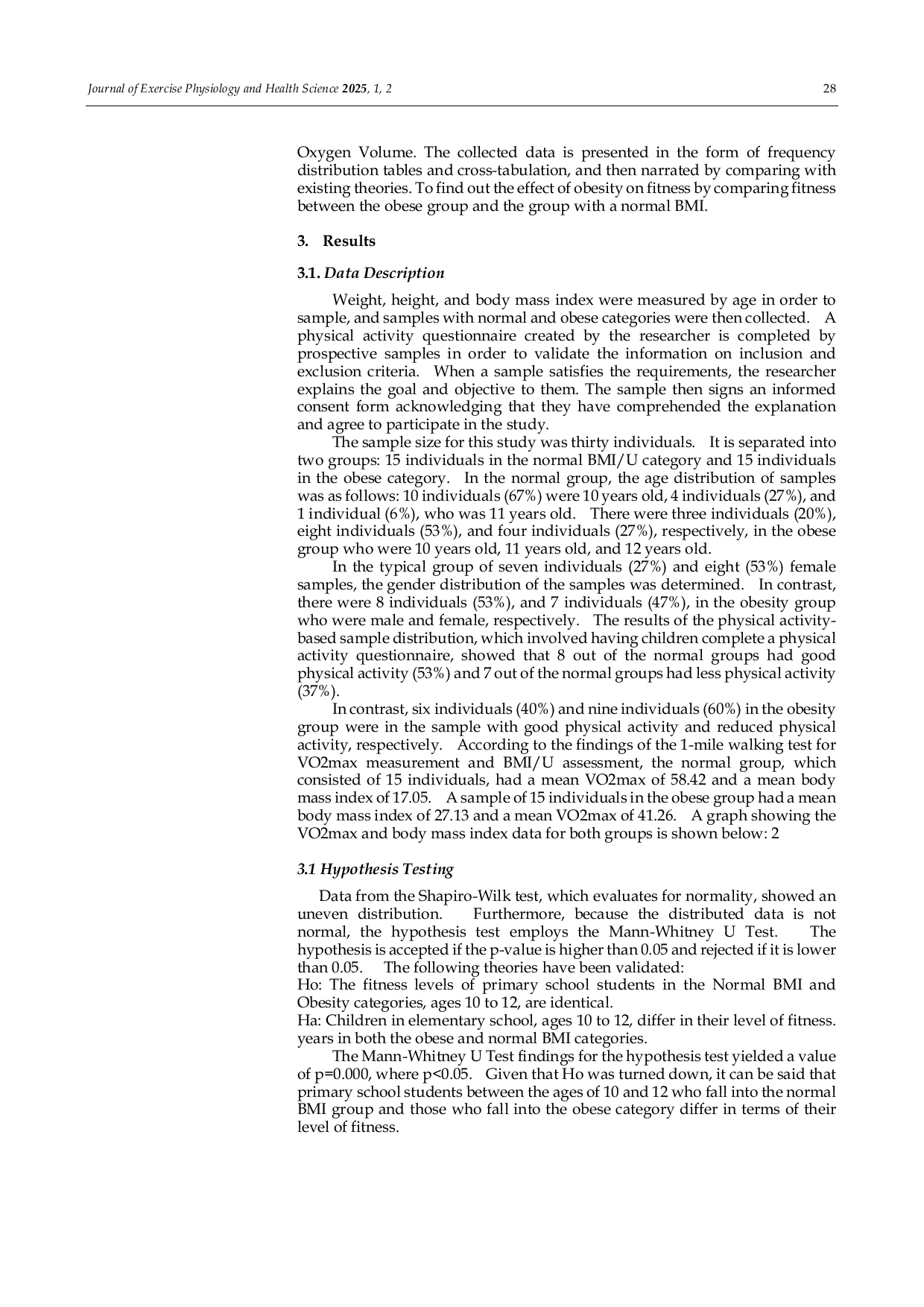 JURIS Obesity Affects Physical Fitness in Elementary School Children Aged 10 12 Years