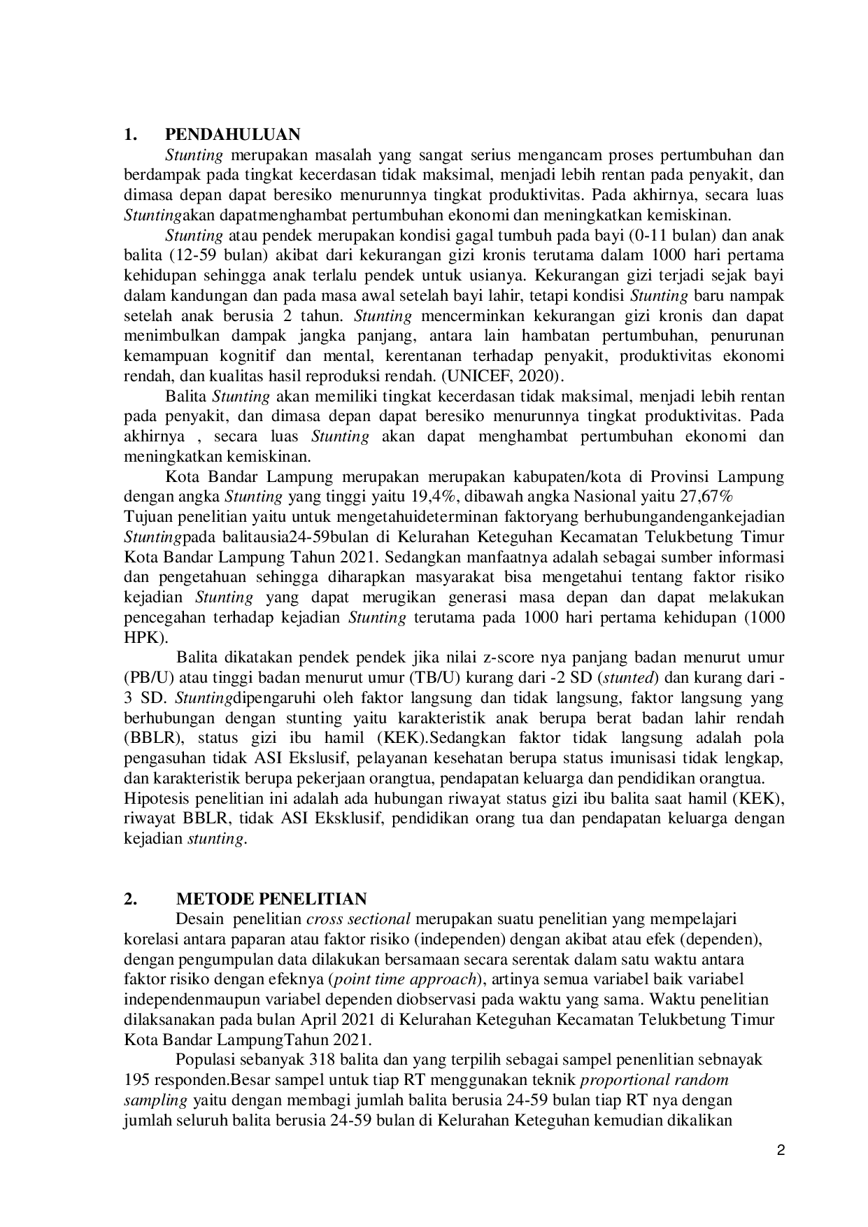 JURIS ASI Eksklusif Sebagai Determinan Stunting Pada Balita Usia 24 59 Bulan