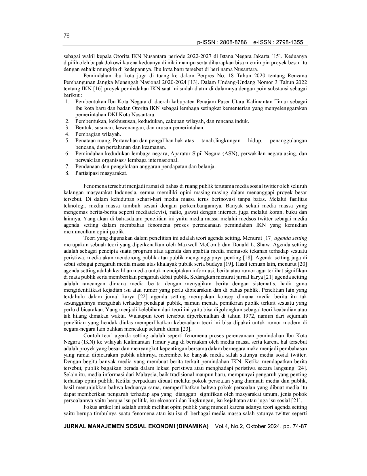 JURIS Opini Publik Berdasarkan Teori Agenda Setting Pada Proses Perencanaan Pemindahan IKN