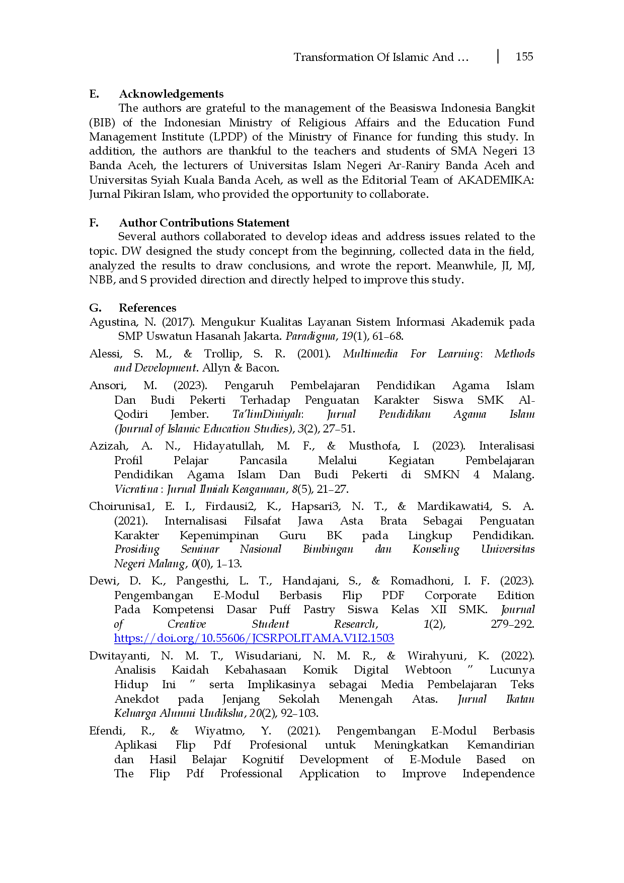 juris Transformation of Islamic and Character Education Learning for the Urban Muslim Generation A Study of Digital Module Development in Aceh