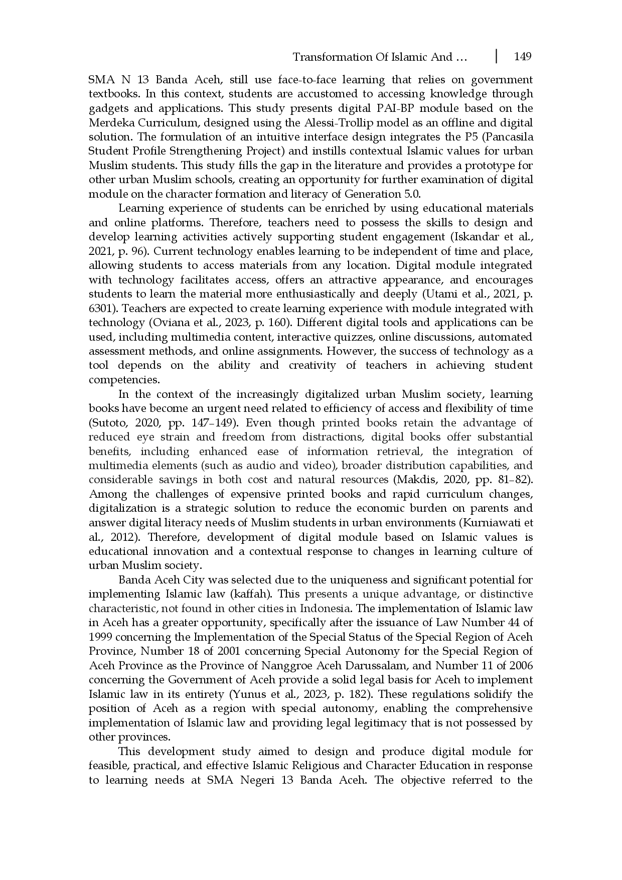 juris Transformation of Islamic and Character Education Learning for the Urban Muslim Generation A Study of Digital Module Development in Aceh