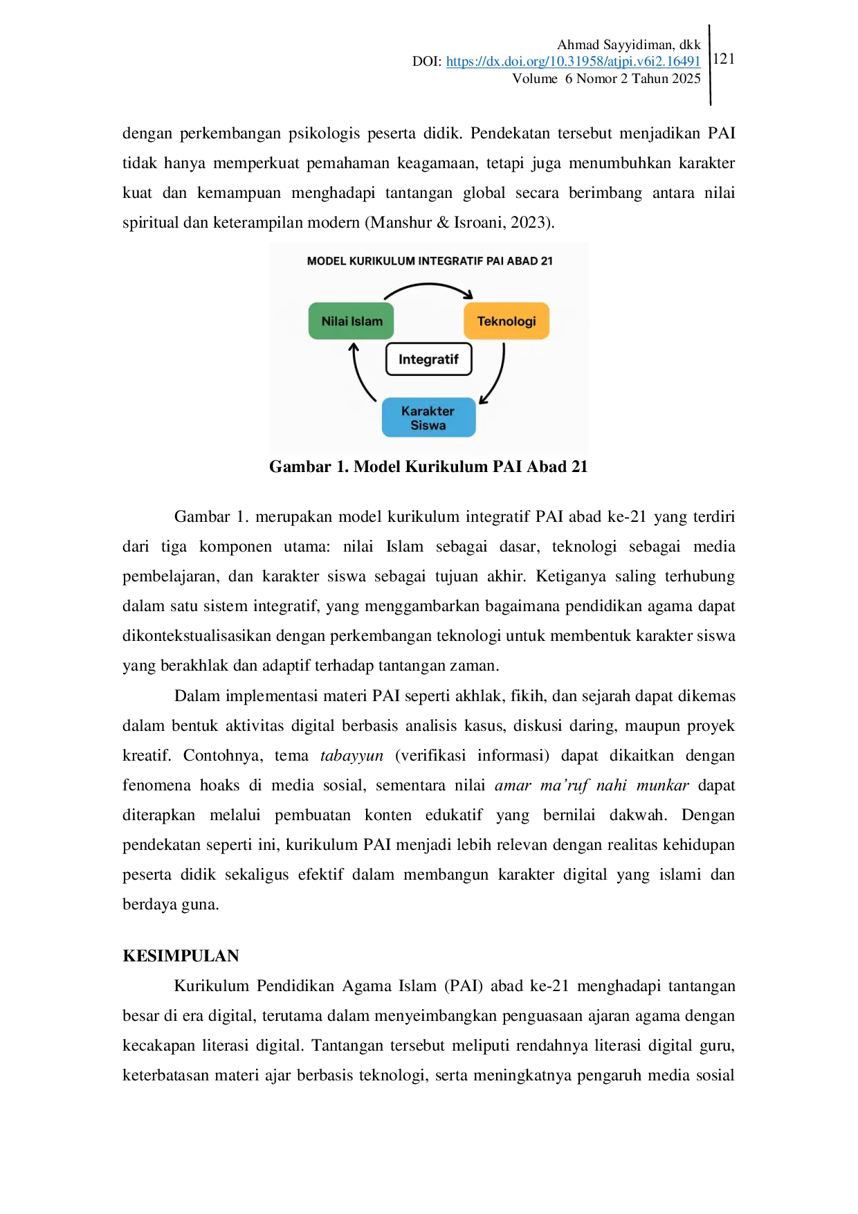 JURIS Kurikulum PAI Abad 21 Integrasi Nilai Islam dan Literasi Digital dalam Pembentukan Karakter Siswa