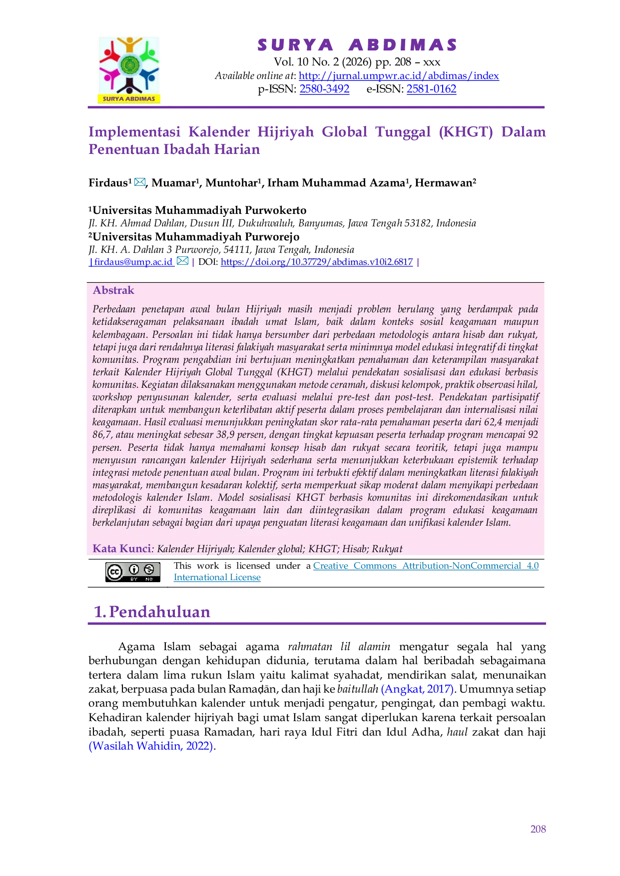 JURIS Implementasi Kalender Hijriyah Global Tunggal KHGT Dalam Penentuan Ibadah Harian
