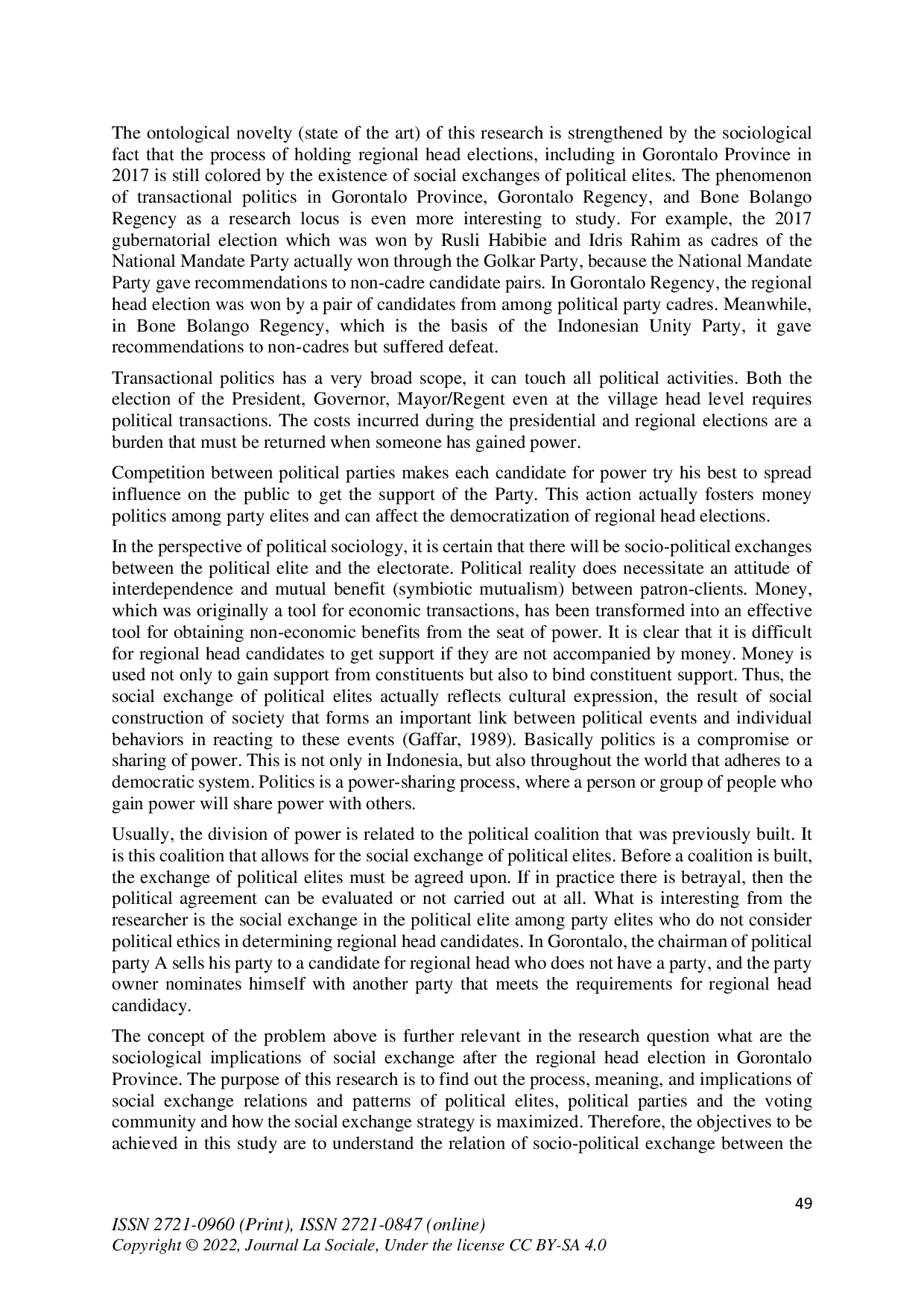 juris Sociological Implications of Social Exchange in Regional Head Elections in Gorontalo Province