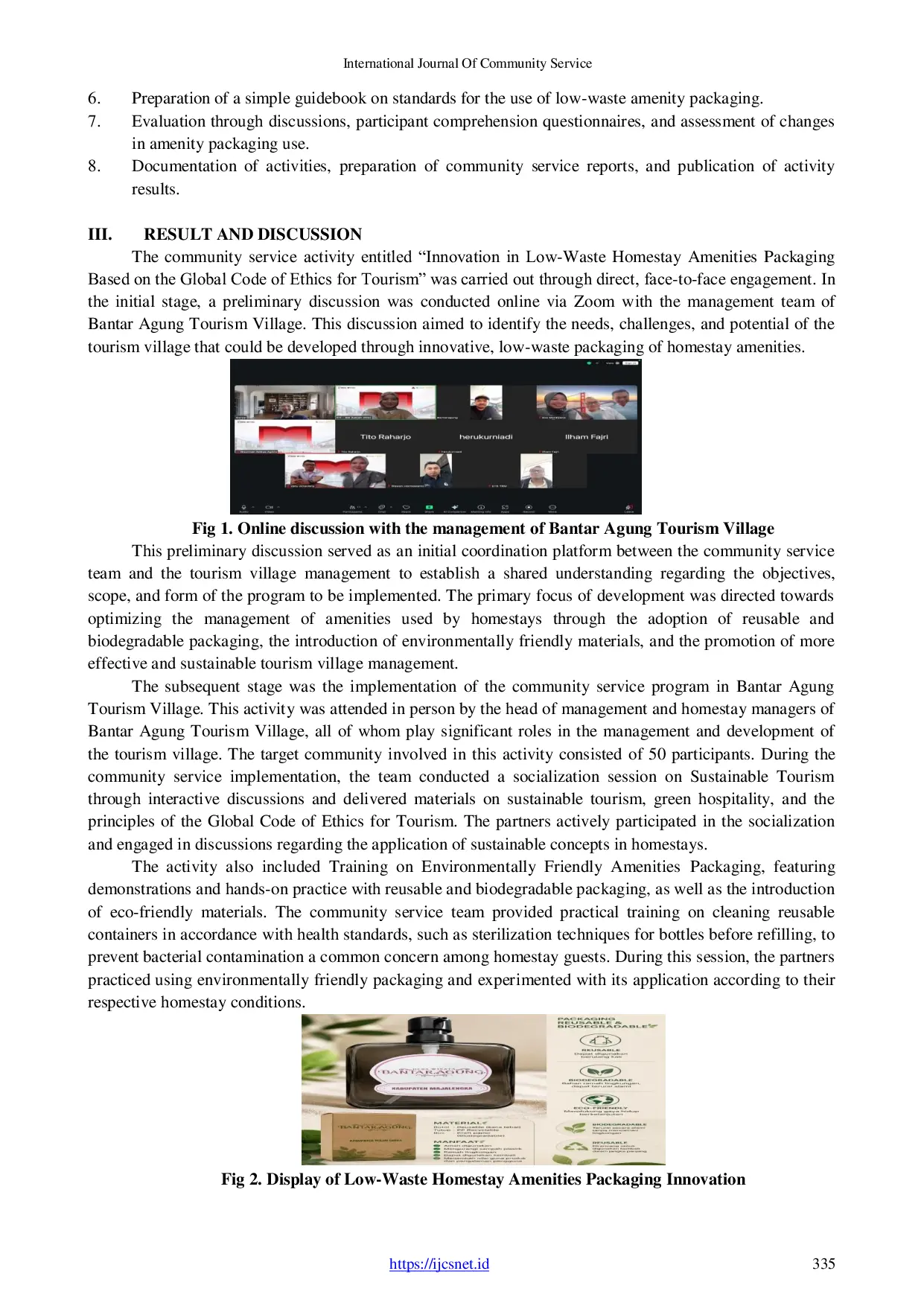 JURIS Sustainable Innovation Of Low Waste Homestay Amenities Packaging Guided By The Global Code Of Ethics For Tourism In Bantar Agung Village Sindangwangi District Majalengka Regency