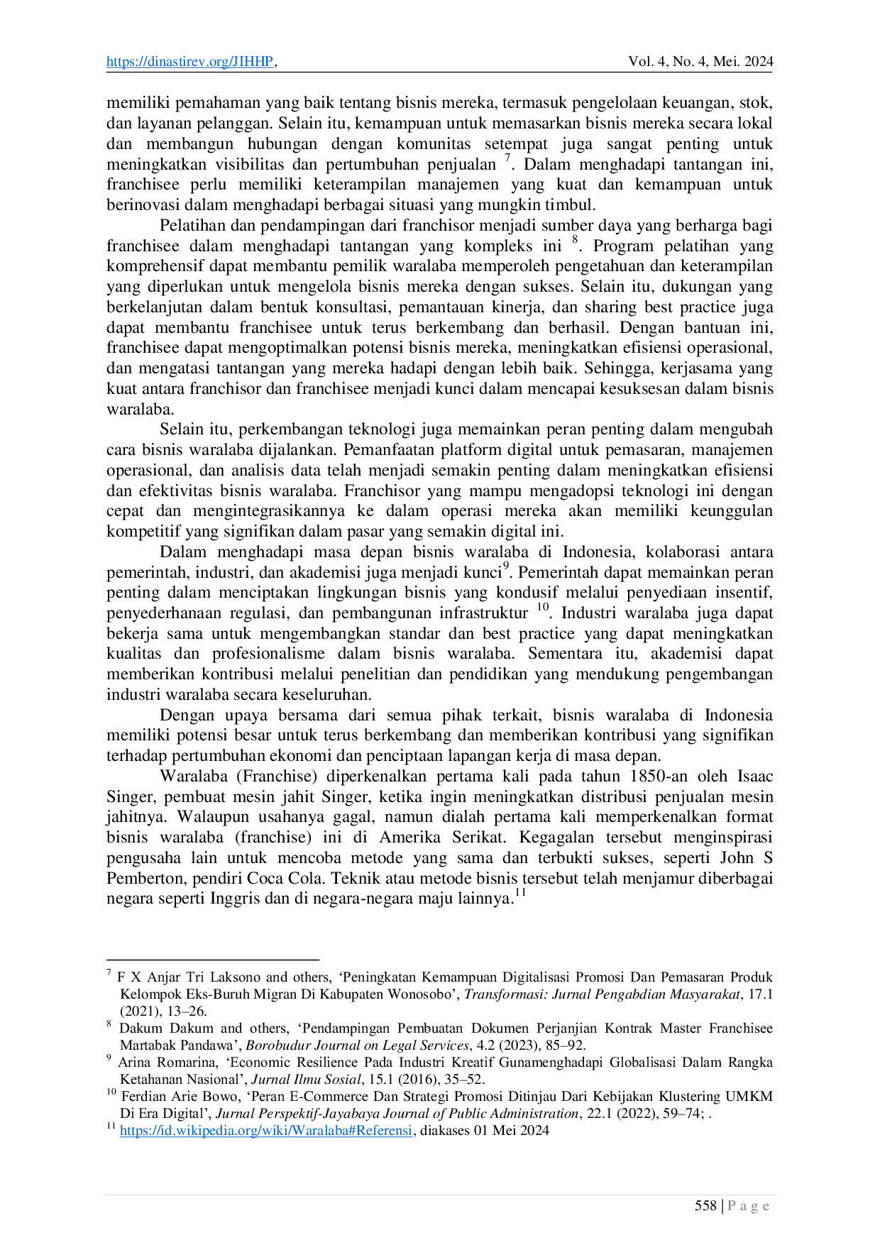 JURIS Perjanjian Waralaba Penerapan dalam Konteks Modern