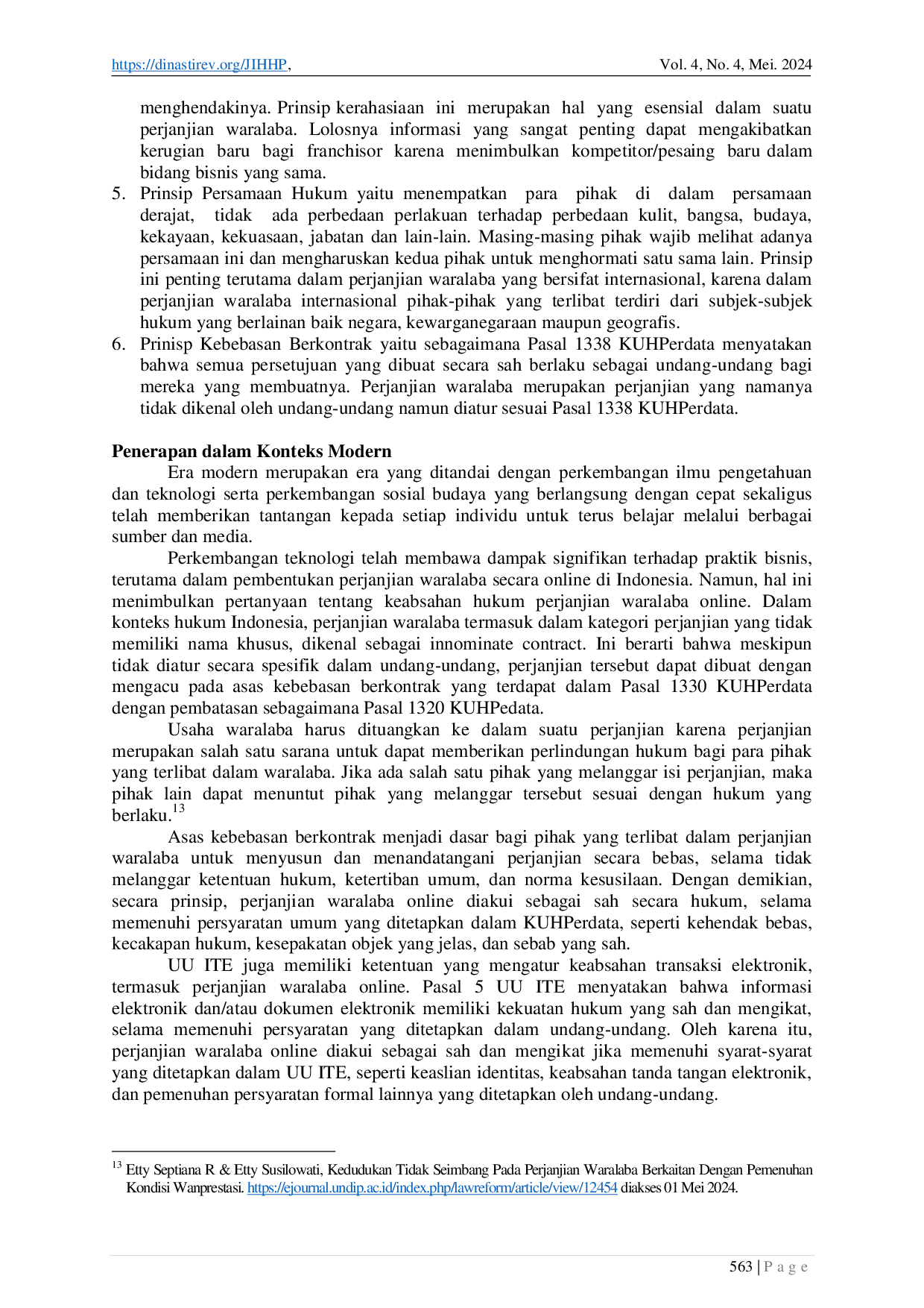 JURIS Perjanjian Waralaba Penerapan dalam Konteks Modern