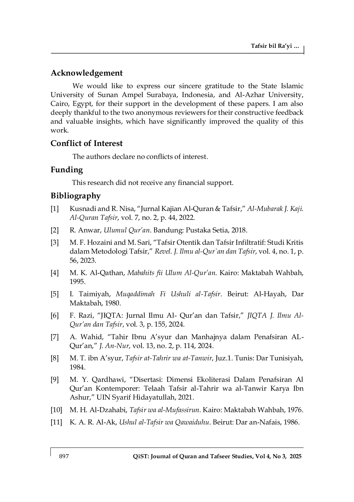 JURIS Tafsir bil Ra yi as Intrusion The Debate between Ibn Taymiyyah and Ibn Ashur