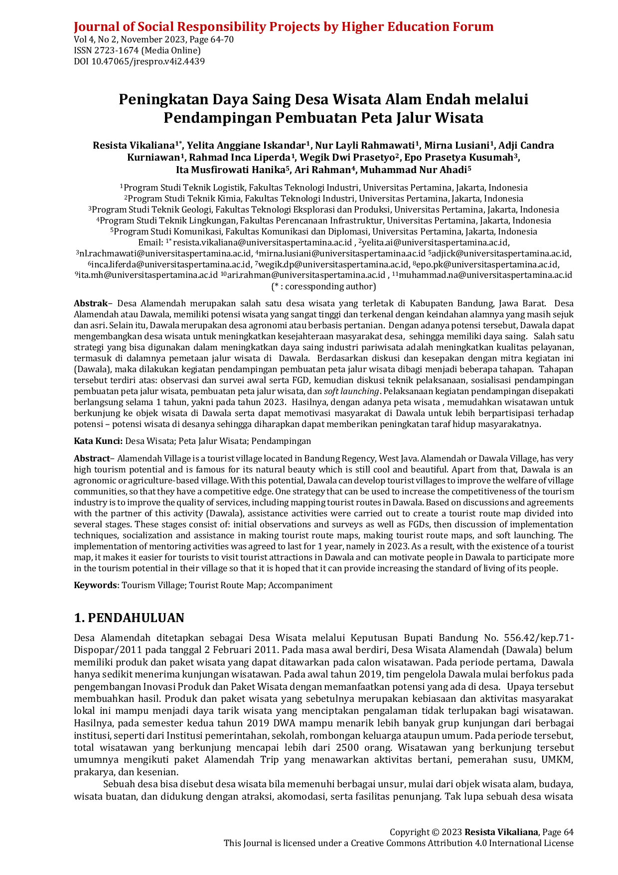 JURIS Peningkatan Daya Saing Desa Wisata Alam Endah melalui Pendampingan Pembuatan Peta Jalur Wisata