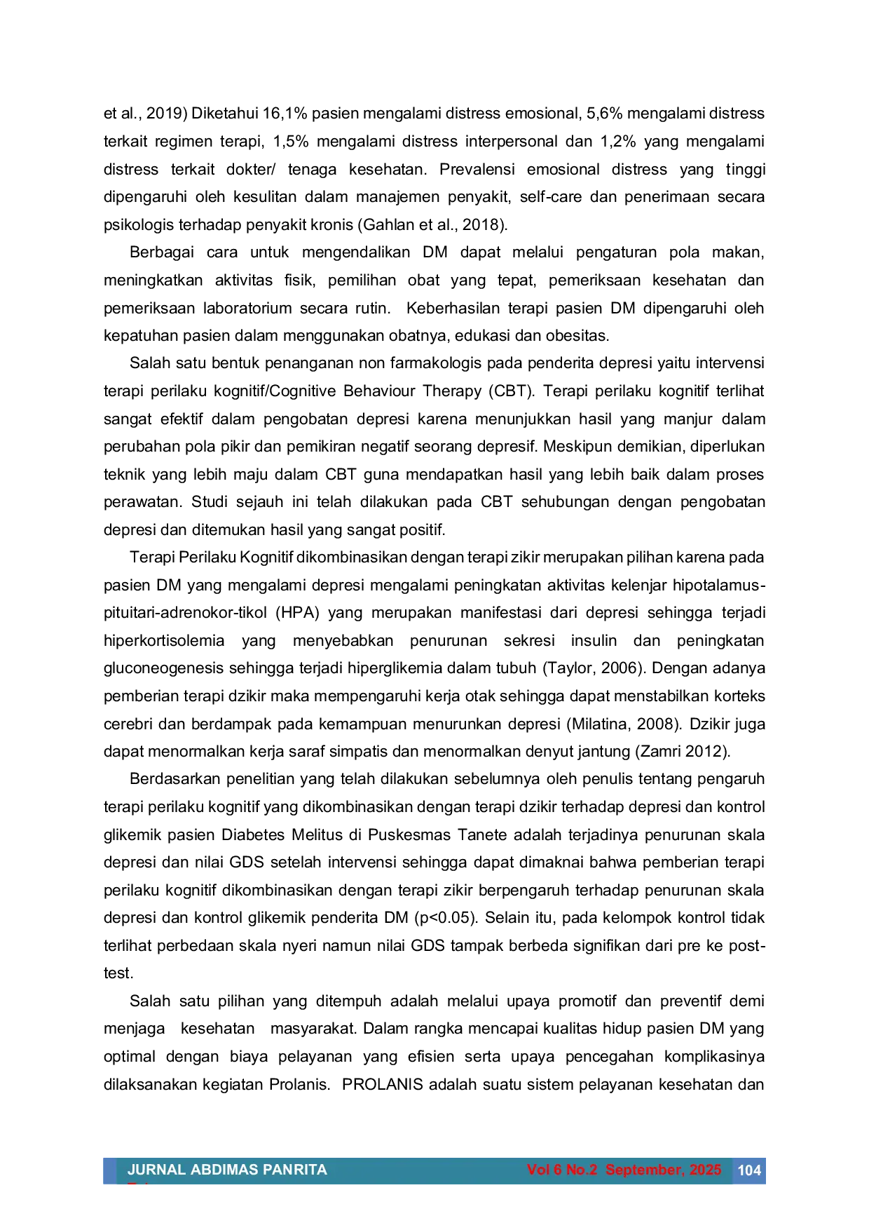 JURIS Optimalisasi Kelompok Prolanis Dalam Pengendalian Kadar Glukosa Darah Dengan Terapi Zikir Pada Penderita Dm Di Puskesmas Tanete Kabupaten Bulukumba
