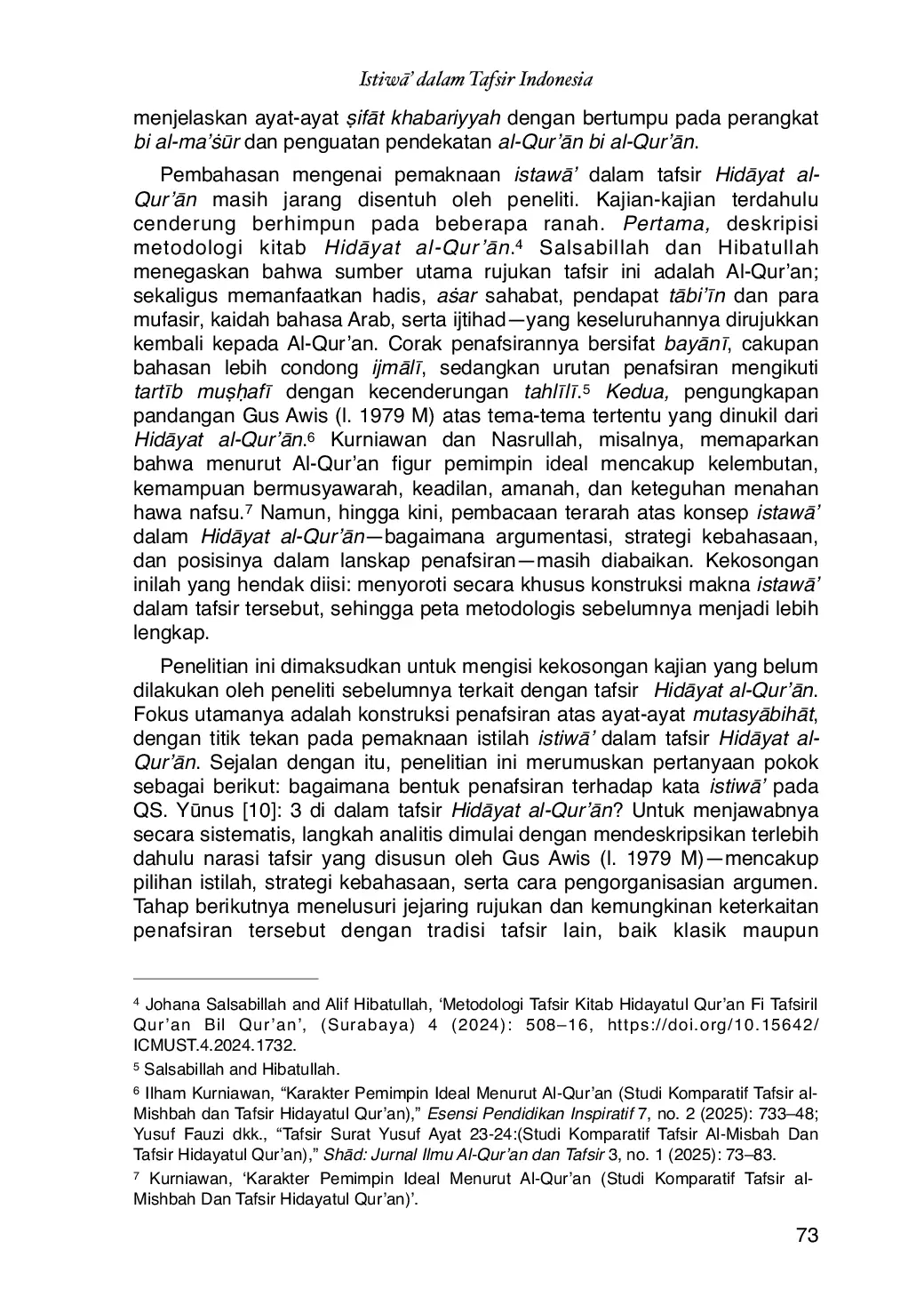 JURIS IstiwA dalam Tafsir Indonesia Analisis QS Ynus 10 3 Pada Tafsir HidAyat Al Qur An Karya AAfuddin Dimyathi