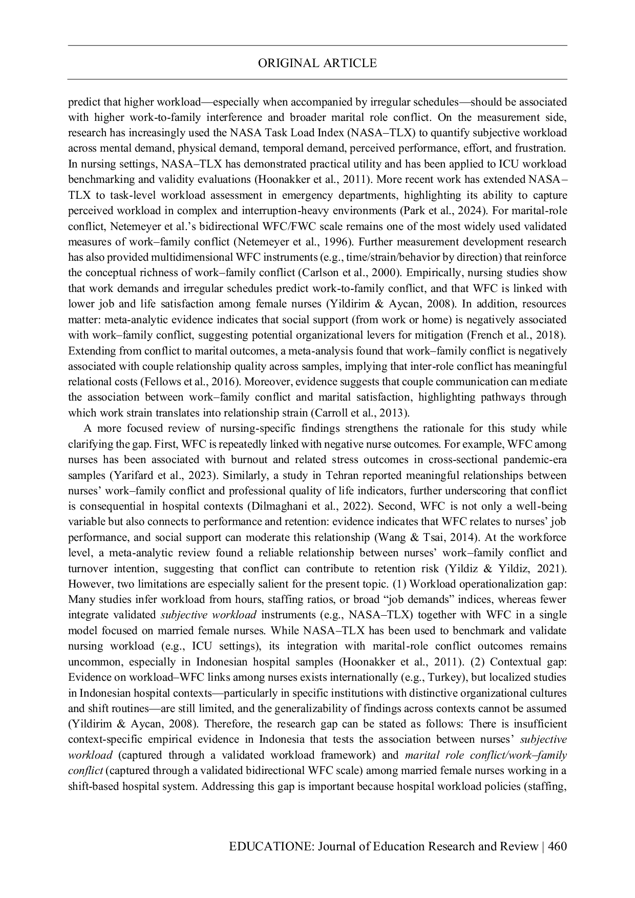 JURIS Balancing Shifts and Marriage The Association Between Workload and Marital Role Conflict Among Married Female Nurses