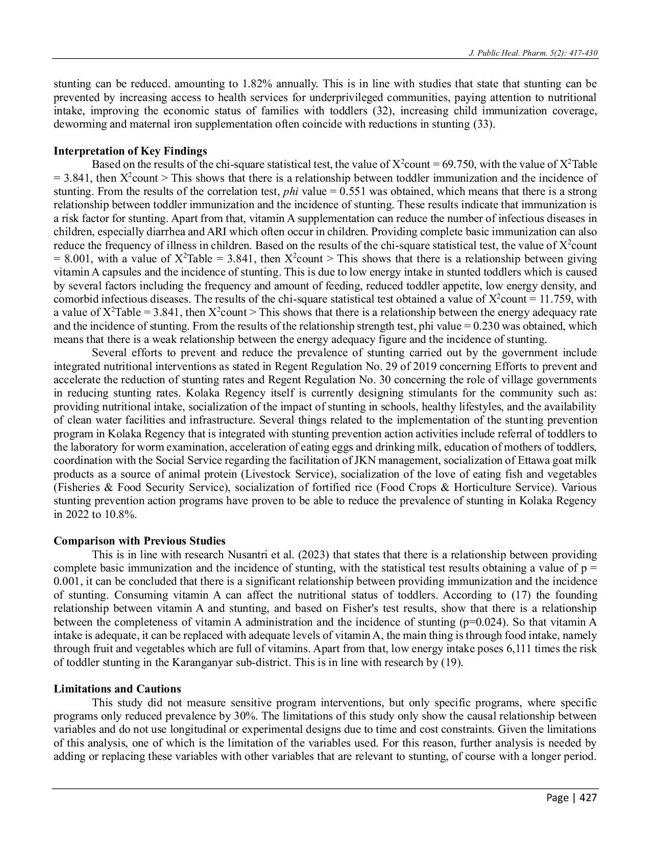 JURIS Stunting Countermeasures Model A Case Study of a Specific Nutrition Intervention Program