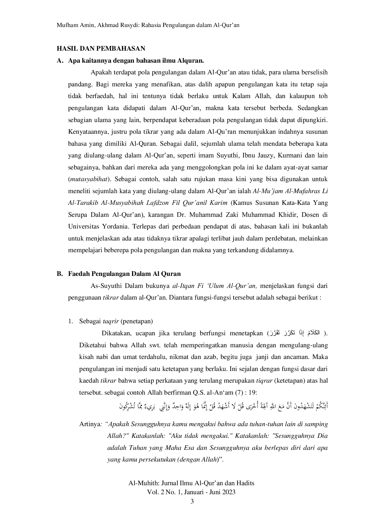 JURIS Rahasia Pengulangan dalam Al Qur an