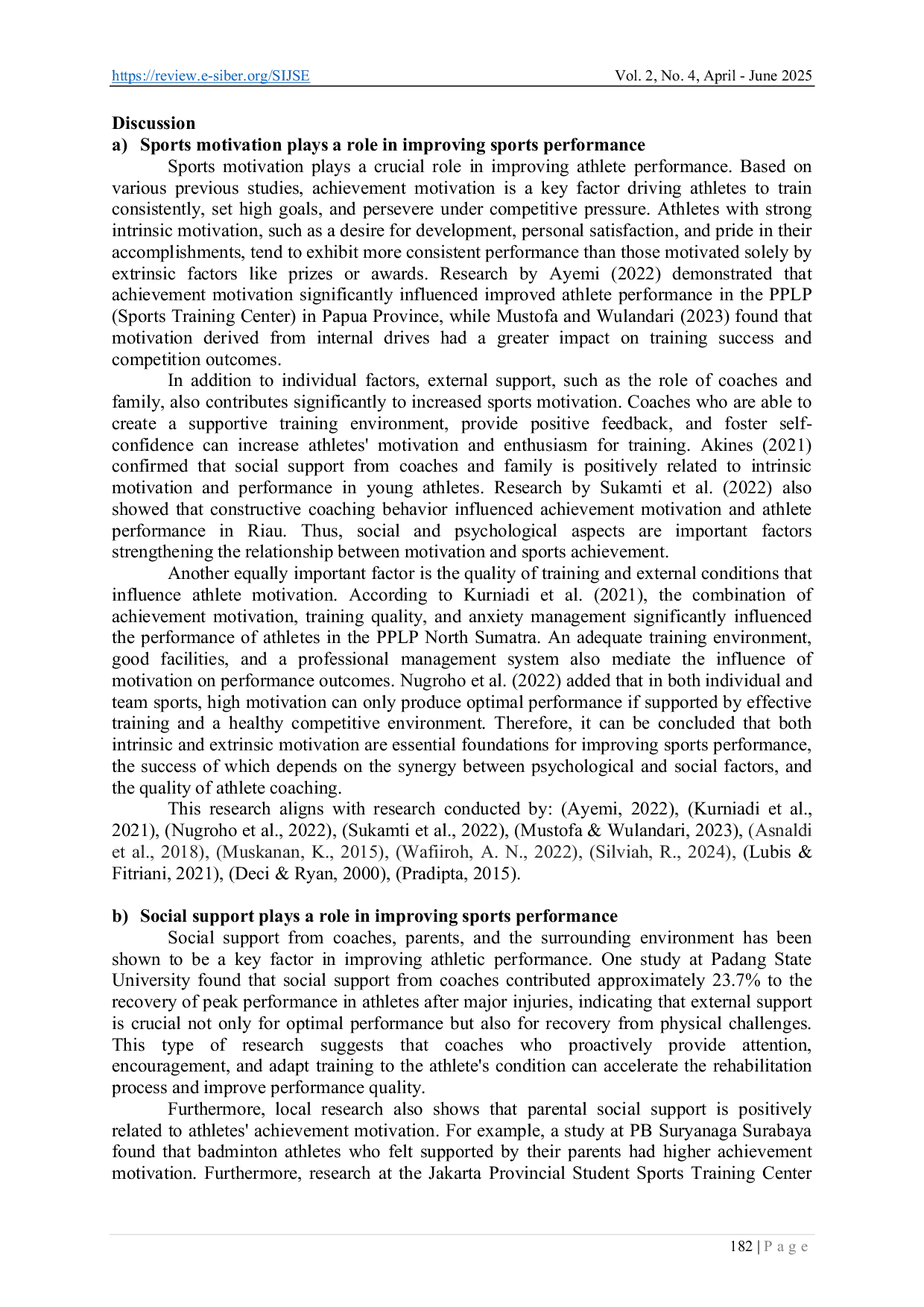 JURIS The Role of Sports Motivation and Social Support as Determining Factors of Students Sports Achievement in Sports Education Learning