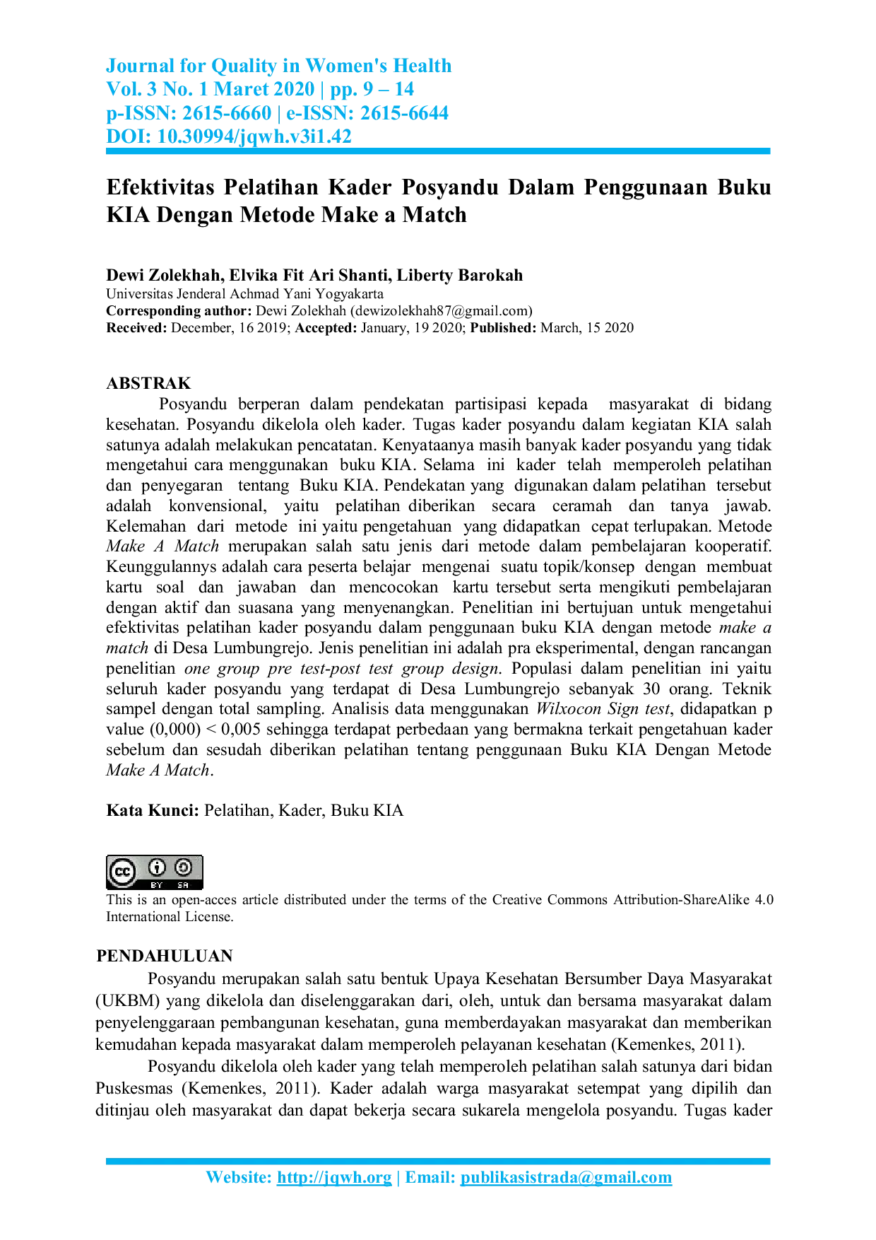 JURIS Efektivitas Pelatihan Kader Posyandu Dalam Penggunaan Buku KIA Dengan Metode Make a Match