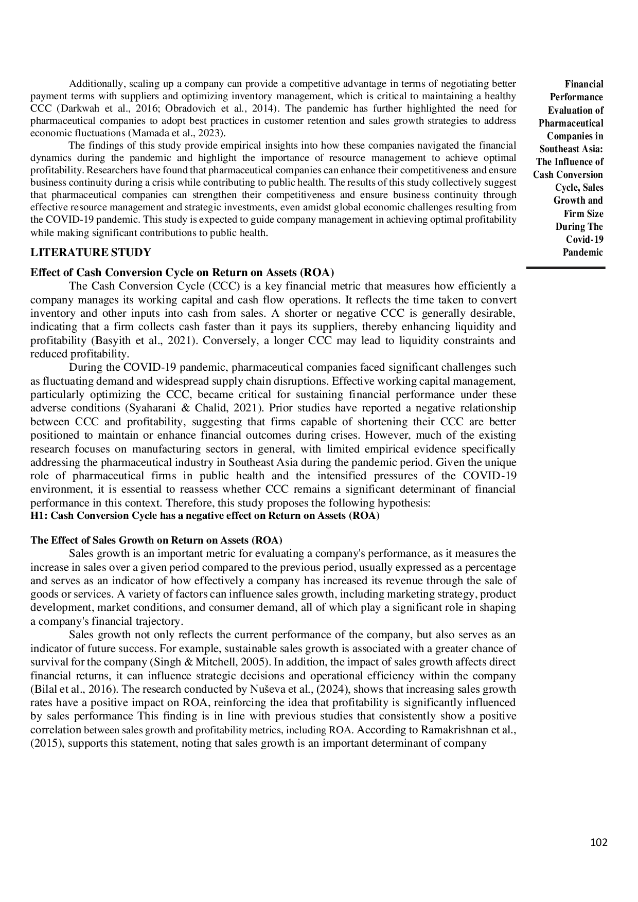JURIS Financial Performance Evaluation of Pharmaceutical Companies in Southeast Asia The Influence of Cash Conversion Cycle Sales Growth and Firm Size During the COVID 19 Pandemic