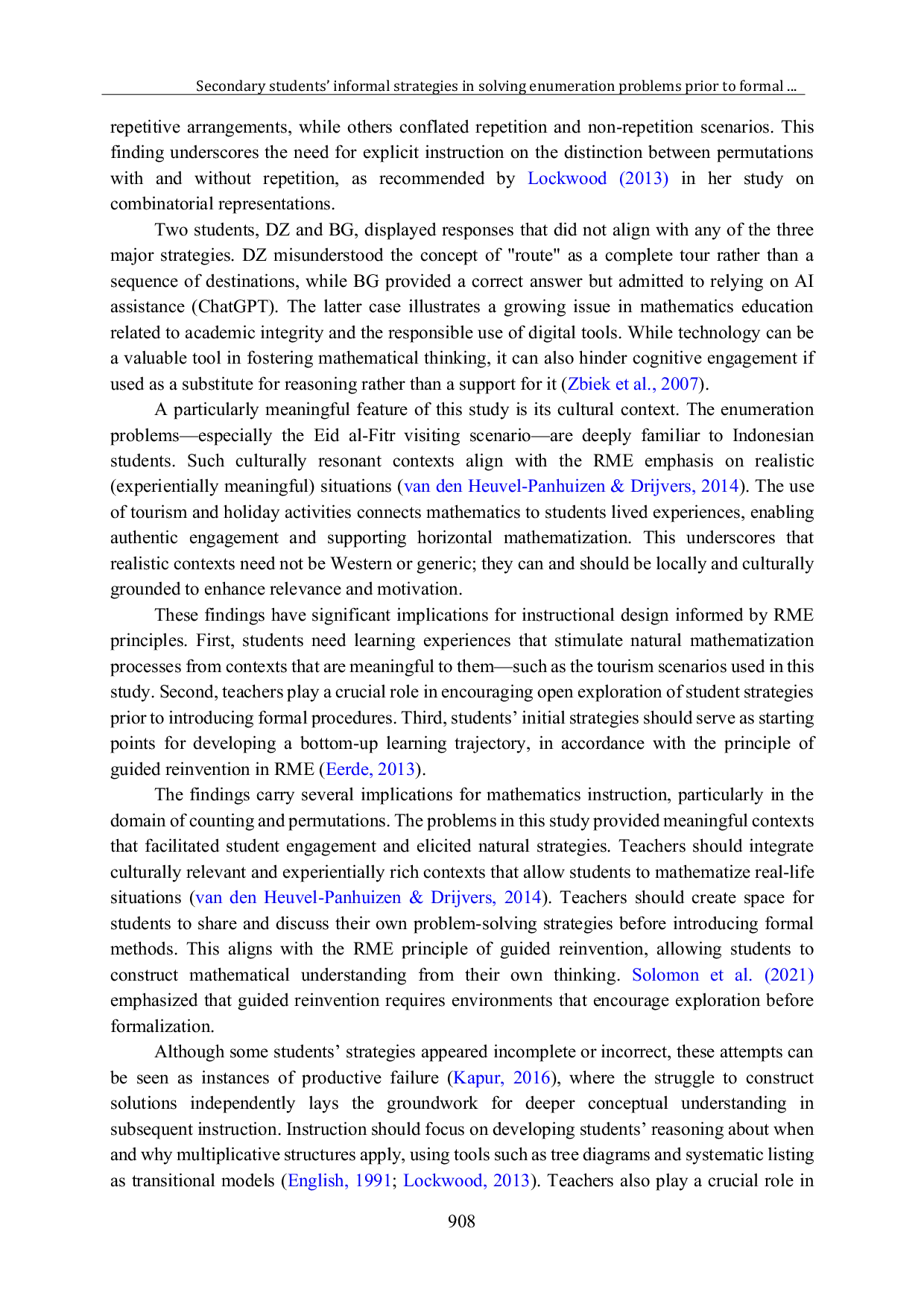 JURIS Secondary students informal strategies in solving enumeration problems prior to formal combinatorics instruction