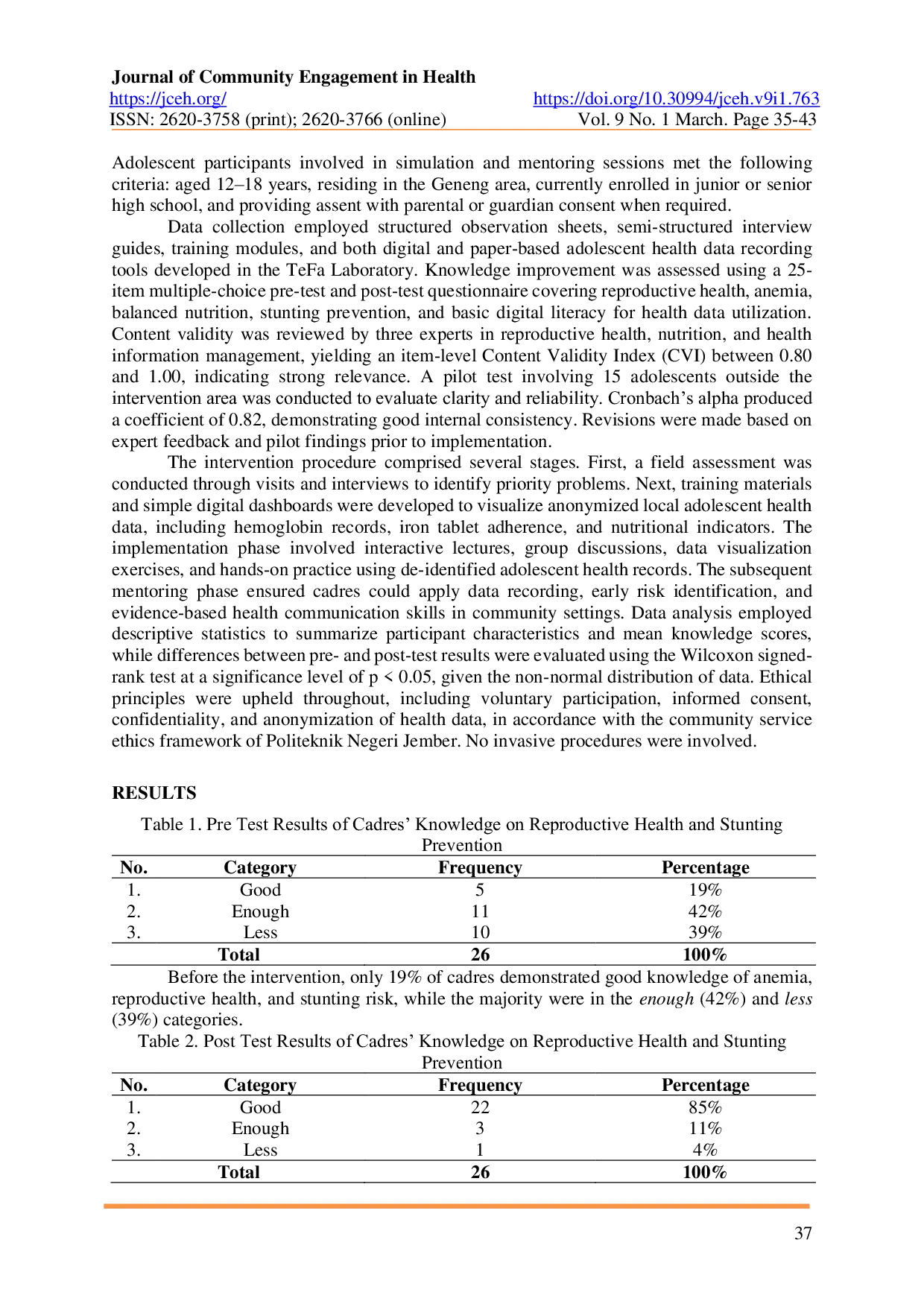 JURIS Data Driven Health Education for Adolescent Reproductive Readiness in Stunting Prevention at the TeFa Laboratory of PSDKU MIK Ngawi