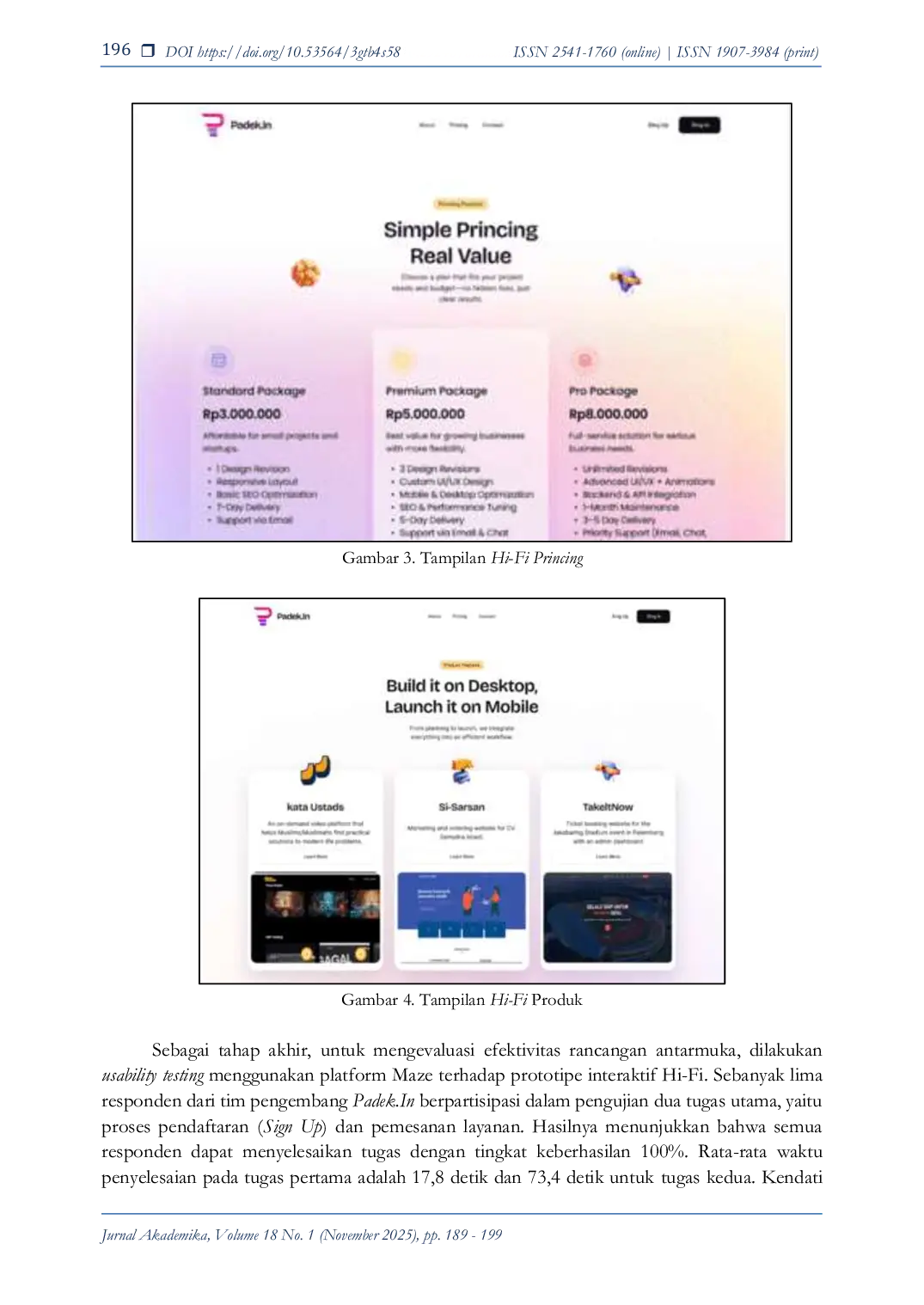JURIS PENYEDERHANAAN AKSES LAYANAN TEKNOLOGI PADA PERANCANGAN USER INTERFACE UI WEBSITE PADEK IN DENGAN METODE DESIGN THINKING Design Thinking User Interface UI Prototype Usability Testing User Exper