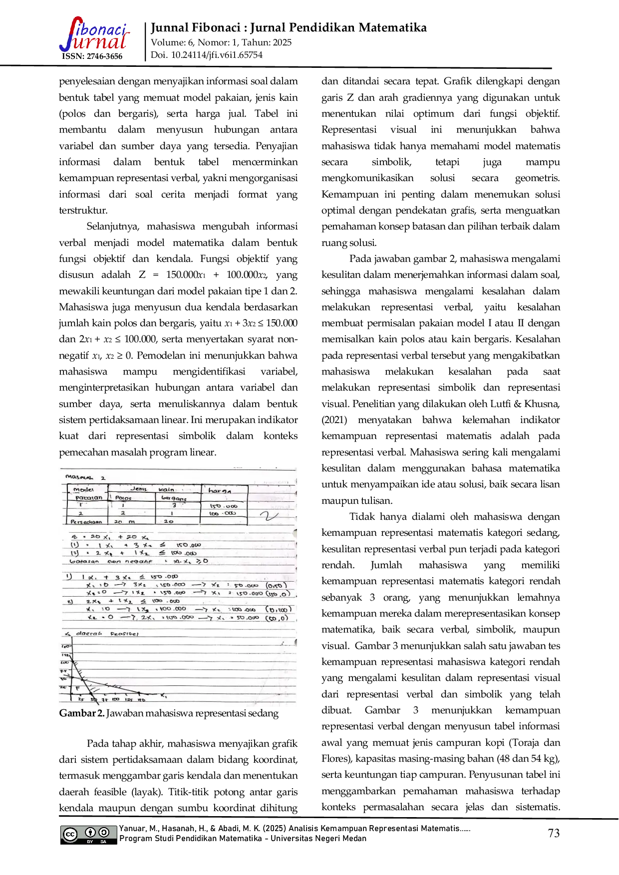 JURIS Analisis Kemampuan Representasi Matematis Mahasiswa Pada Mata Kuliah Teknik Riset Operasional