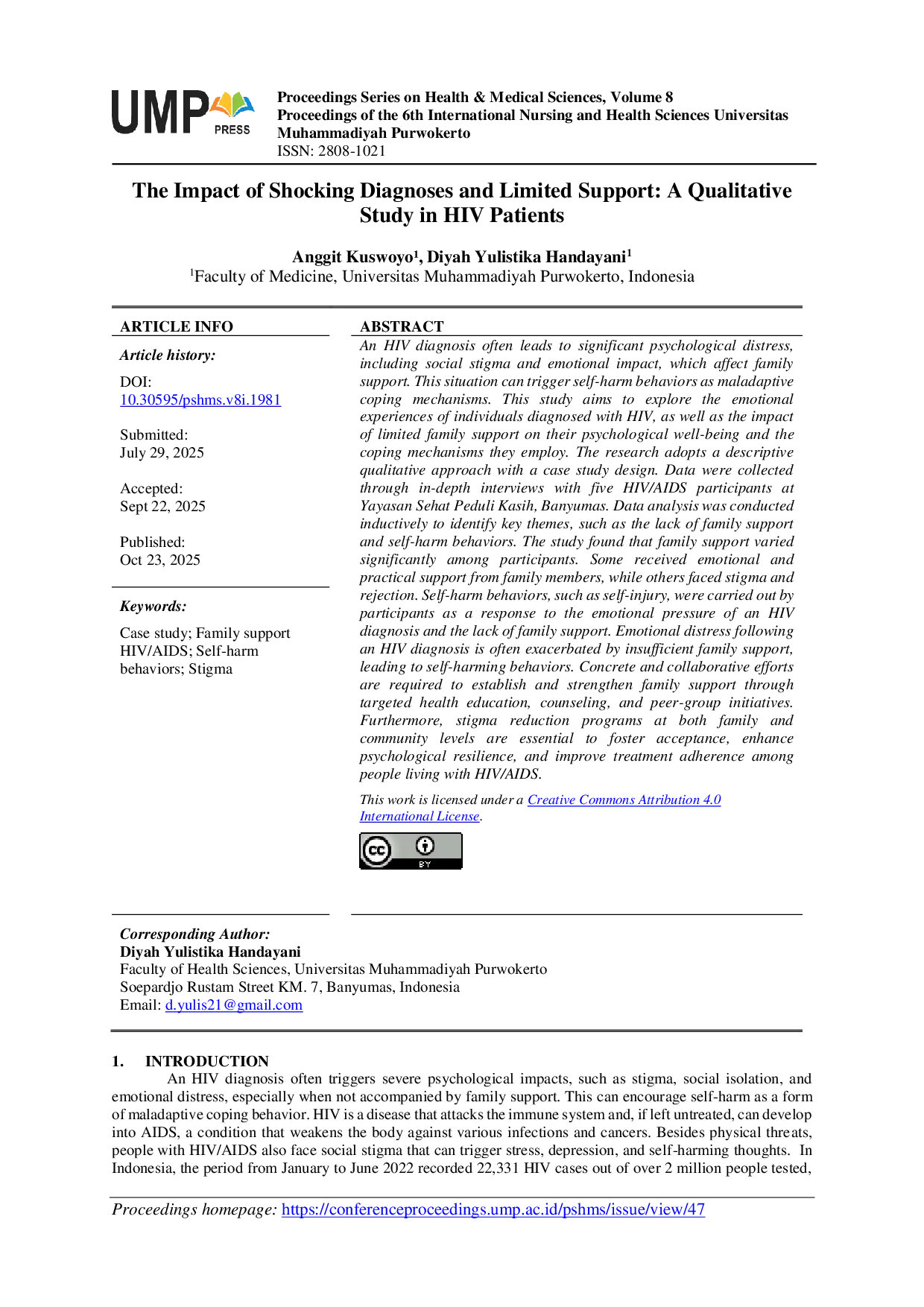 JURIS The Impact of Shocking Diagnoses and Limited Support A Qualitative Study in HIV Patients
