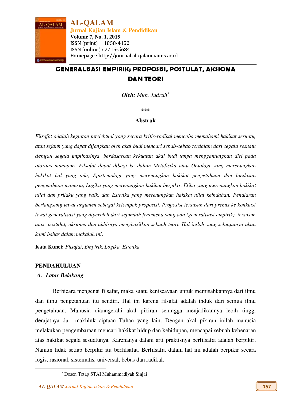 juris Generalisasi Empirik Proposisi Postulat Aksioma dan Teori