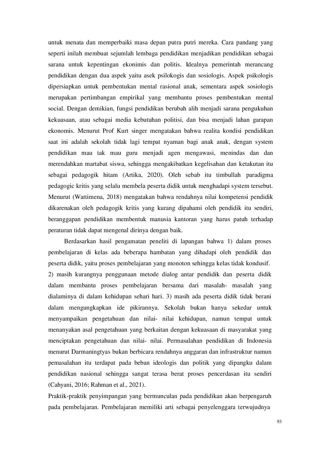 JURIS Penerapan Proses Pembelajaran Pada TK Ganesha Selama Setahun Terakhir Dilihat Dari Perspektif Pedagogi Kritis