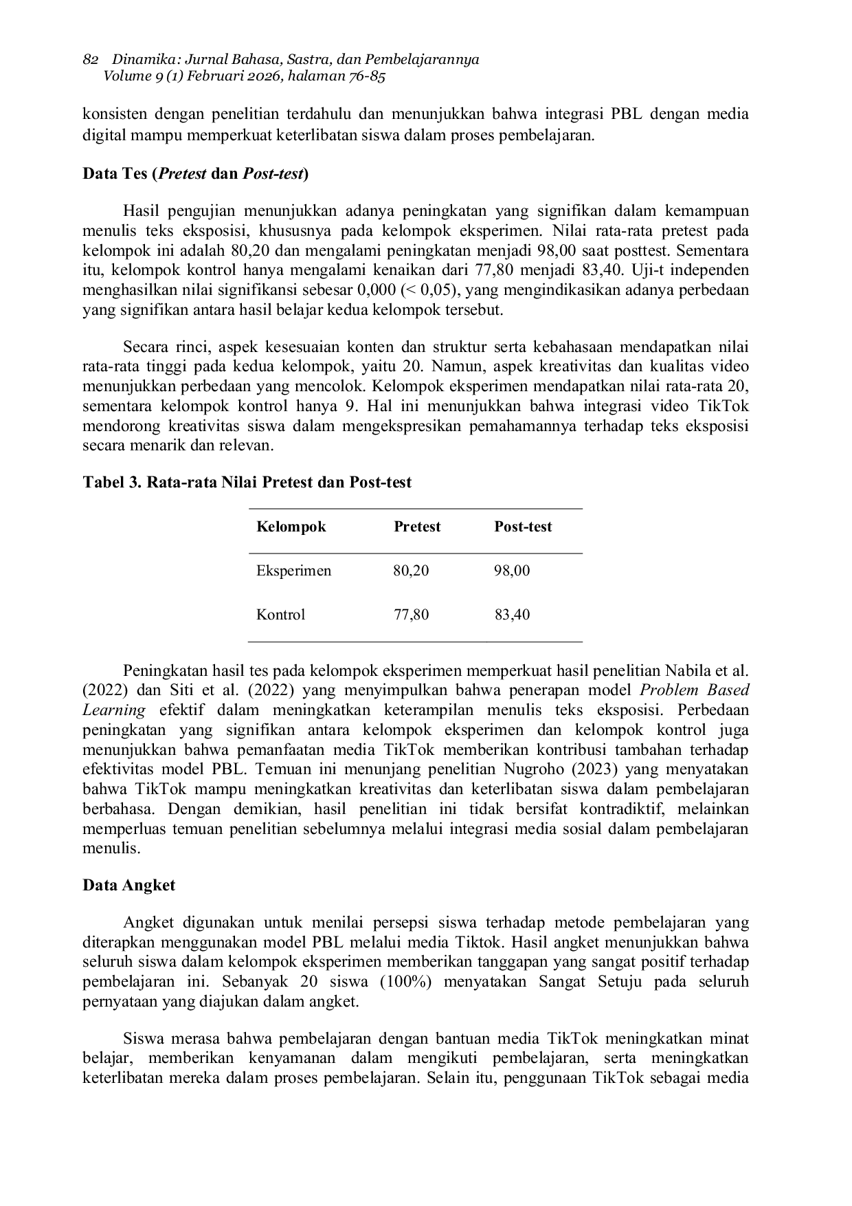 JURIS Penggunaan Model Problem Based Learning Berbantuan Media TikTok dalam Meningkatkan Keterampilan Menulis Teks Eksposisi