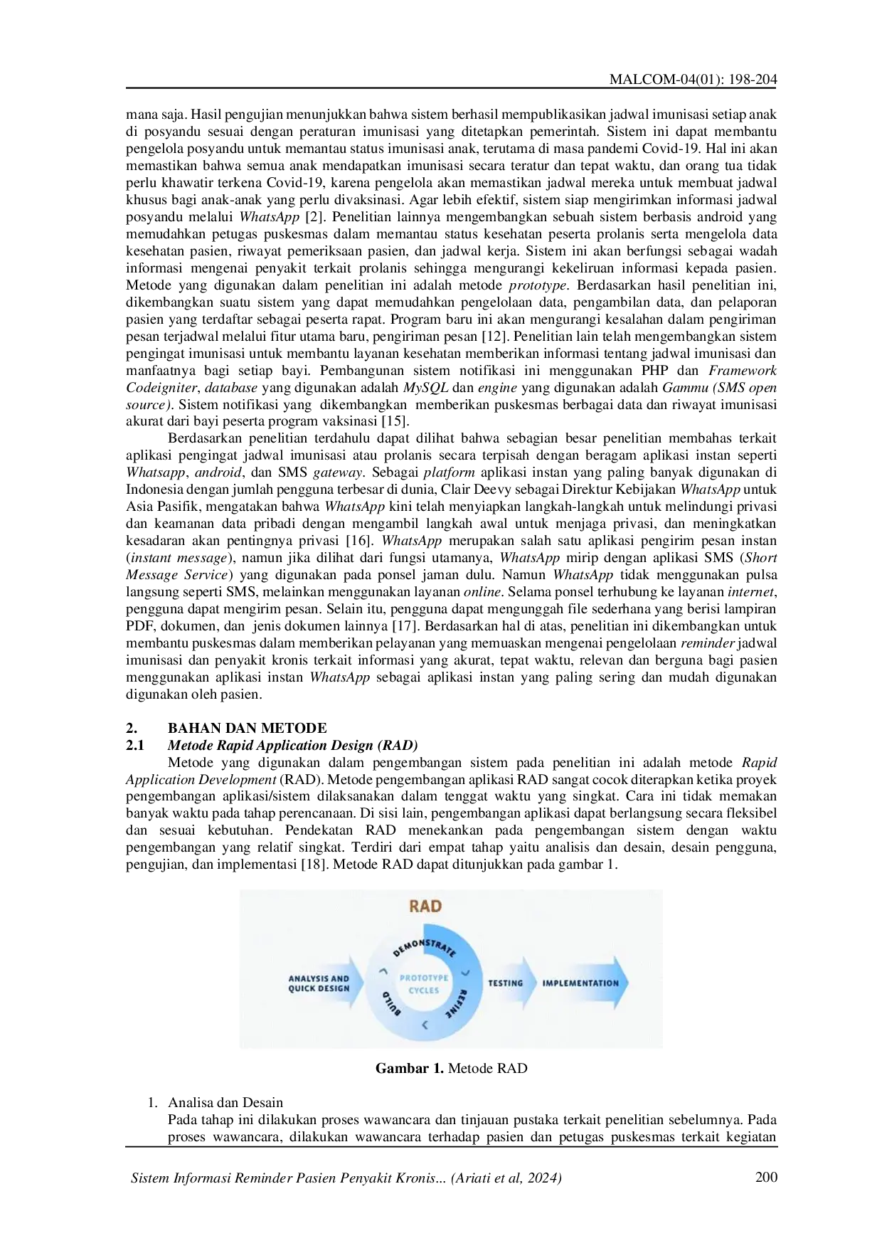 juris Sistem Informasi Reminder Pasien Penyakit Kronis dan Imunisasi Menggunakan WhatsApp Gateway