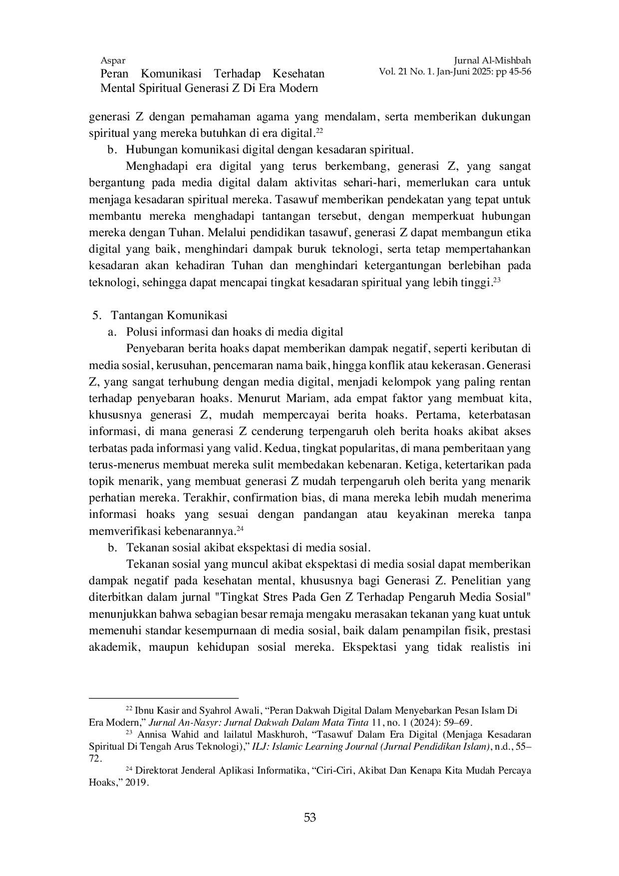 JURIS Peran Komunikasi terhadap Kesehatan Mental Spiritual Generasi Z di Era Modern