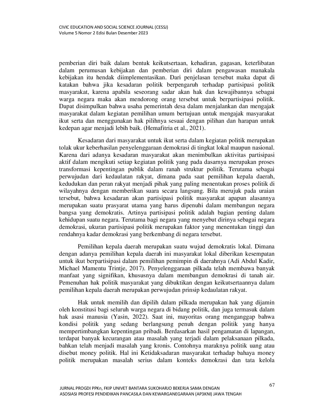 JURIS Partisipasi Organisasi Karang Taruna dalam Proses Pemilihan Kepala Daerah di Desa Cinta Rakyat