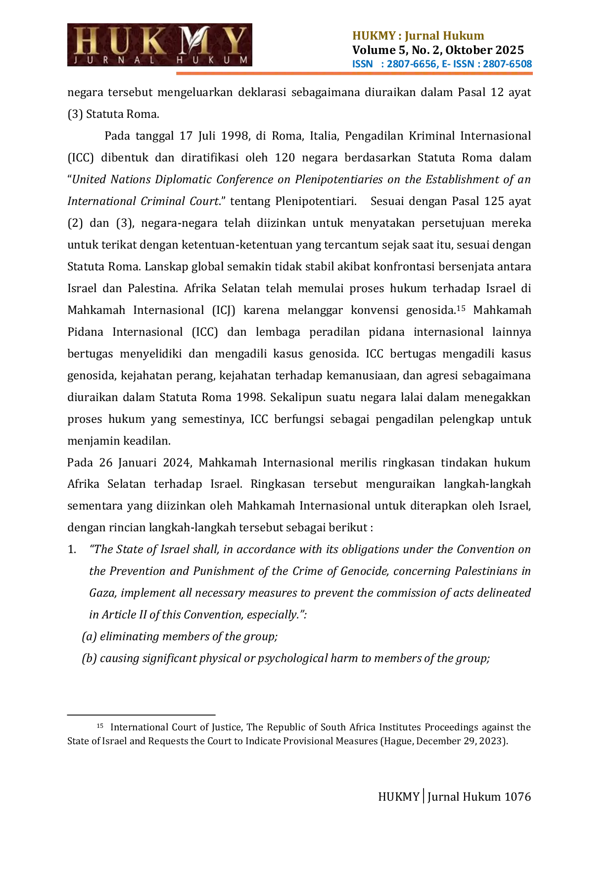 JURIS Peran Hukum Pidana Internasional Dalam Mengatasi Genosida Pada Konflik Israel Palestina