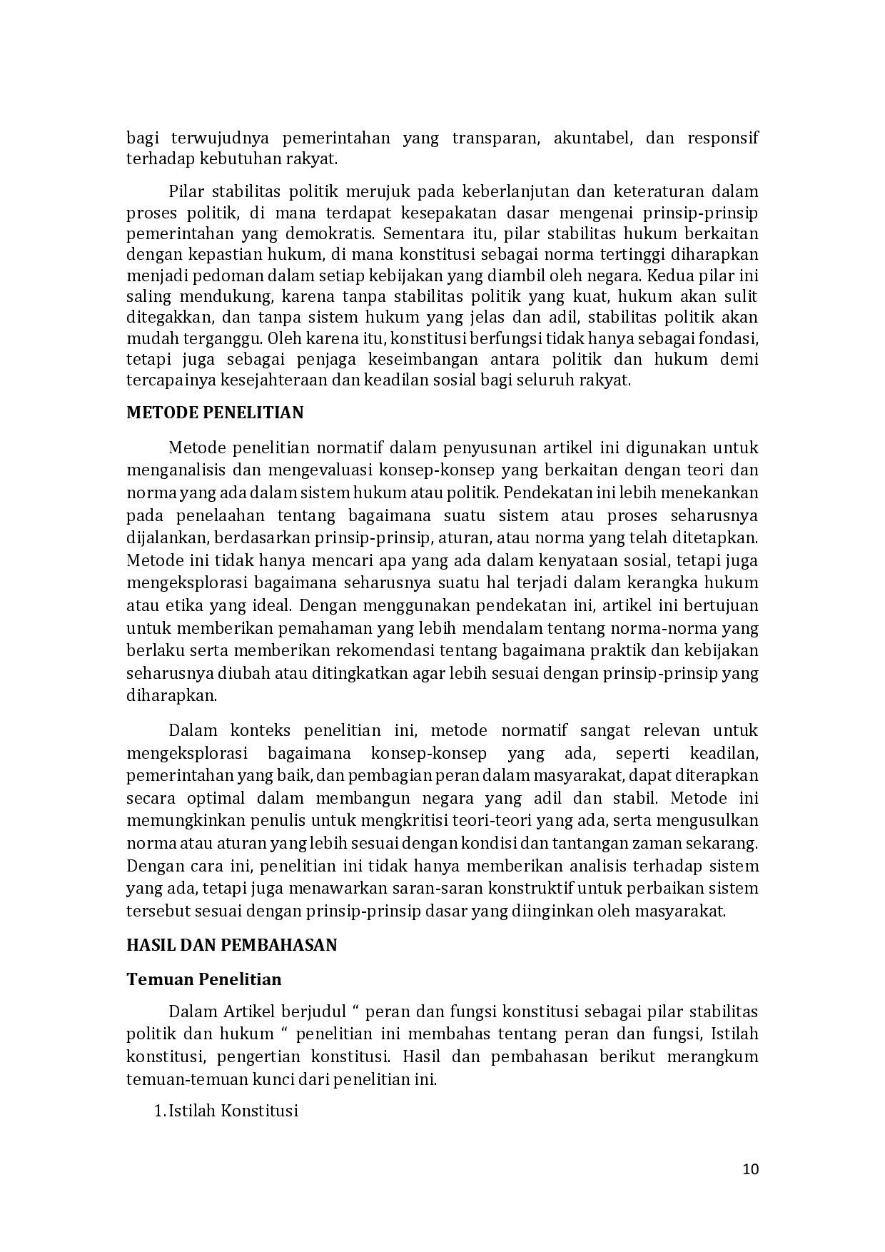 juris Peran dan Fungsi Konstitusi Sebagai Pilar Stabilitas Politik dan Hukum
