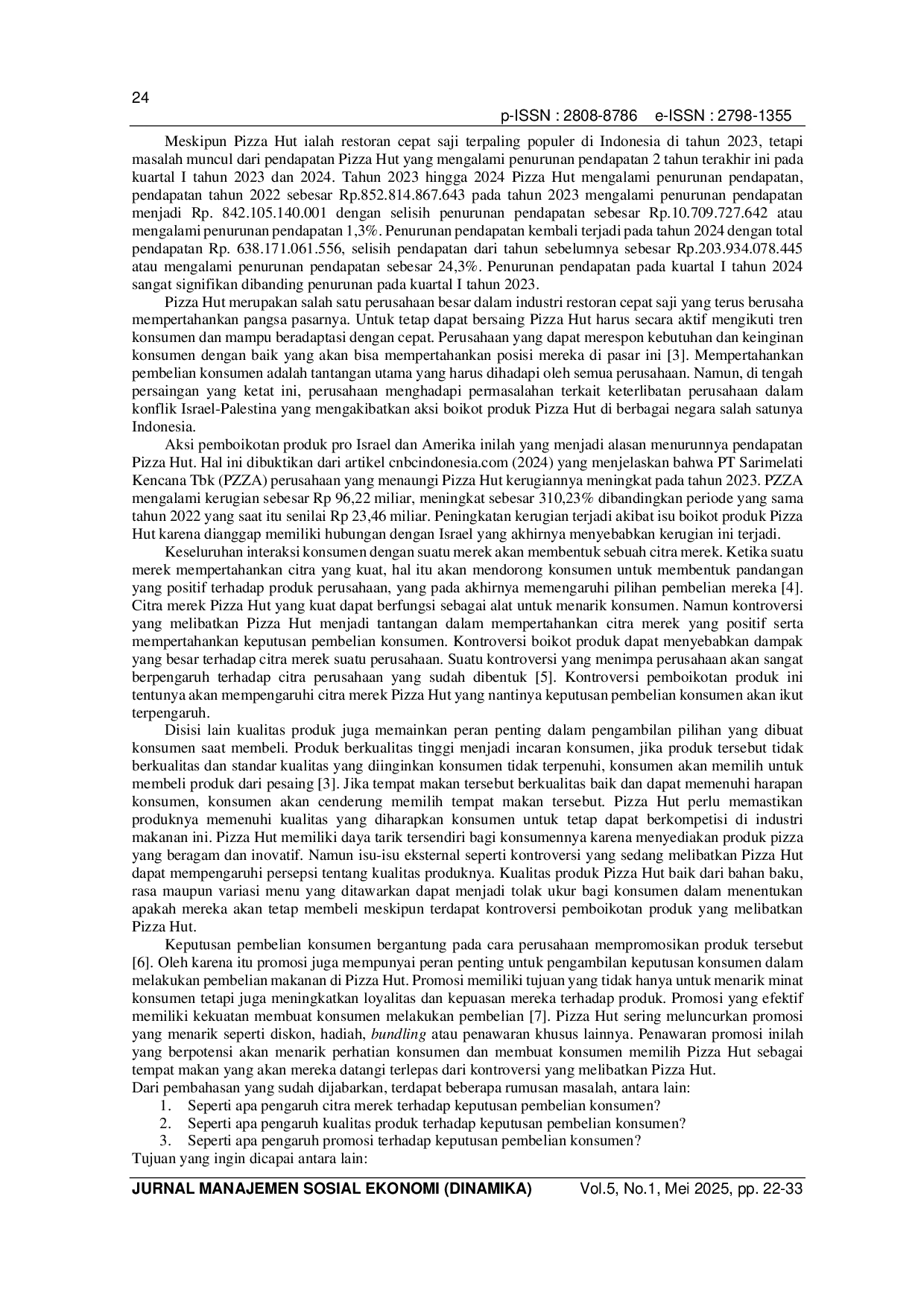 JURIS Pengaruh Citra Merek Kualitas Produk Dan Promosi Terhadap Keputusan Pembelian Konsumen Pizza Hut