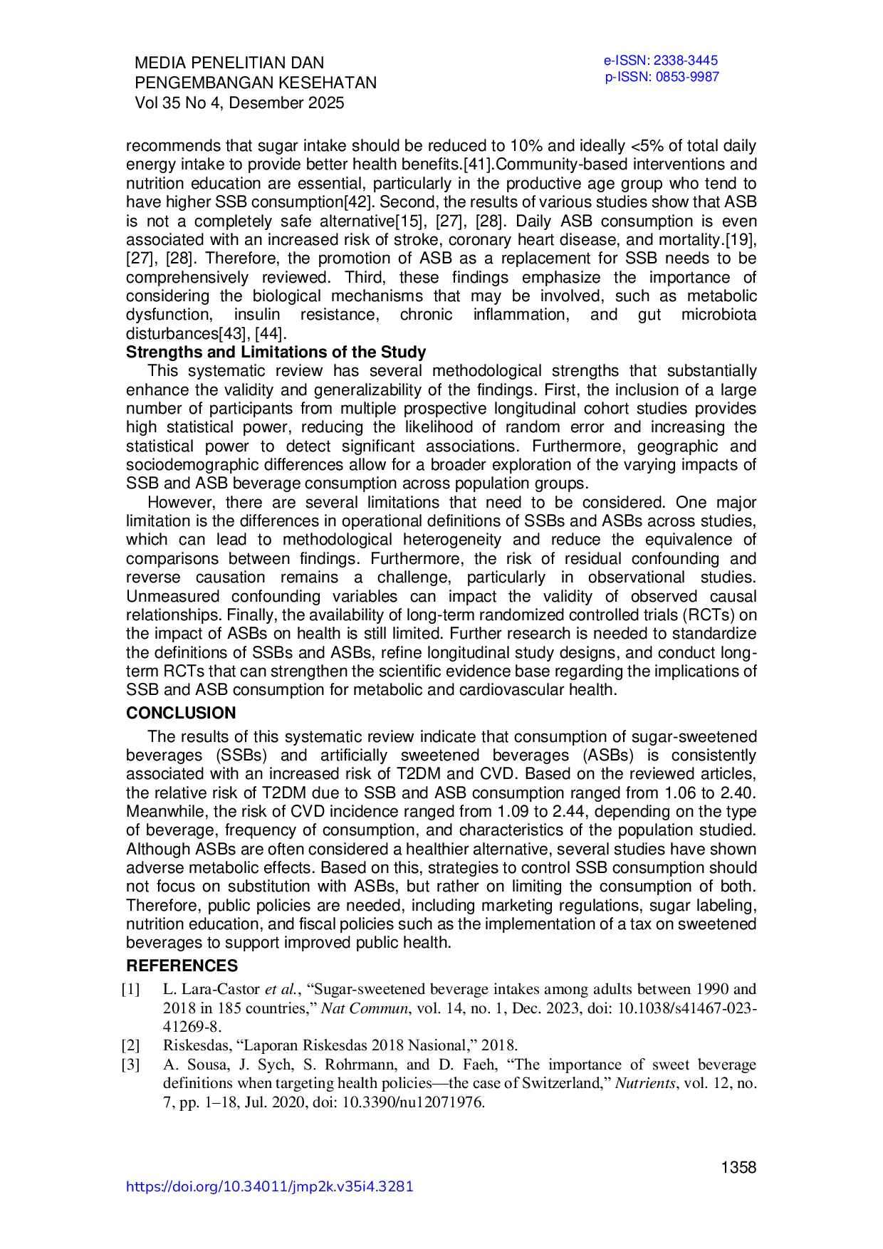 JURIS Konsumsi Minuman Berpemanis SSB dan ASB Meningkatkan Risiko Kejadian DM Tipe 2 dan PKV Literatur Review